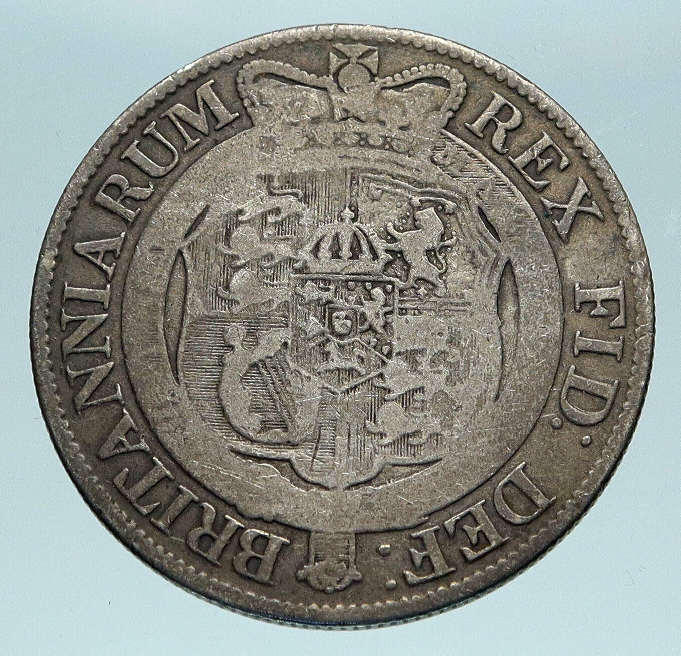 1819 UK United Kingdom KING GEORGE III Genuine OLD Silver Half Crown Coin i84088