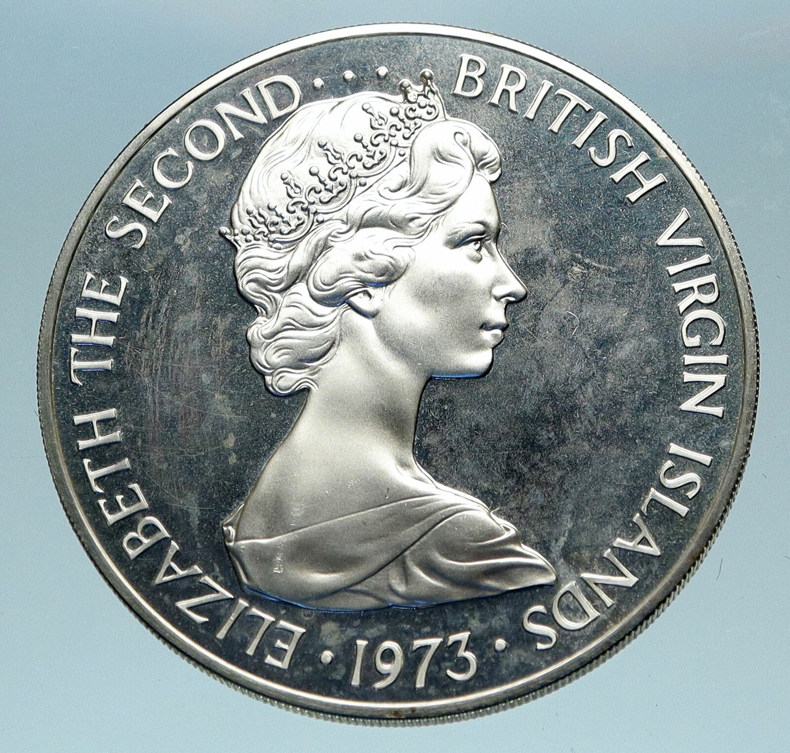 1973 British Virgin Islands UK Queen Elizabeth II BIRD Proof Silver Coin i84084