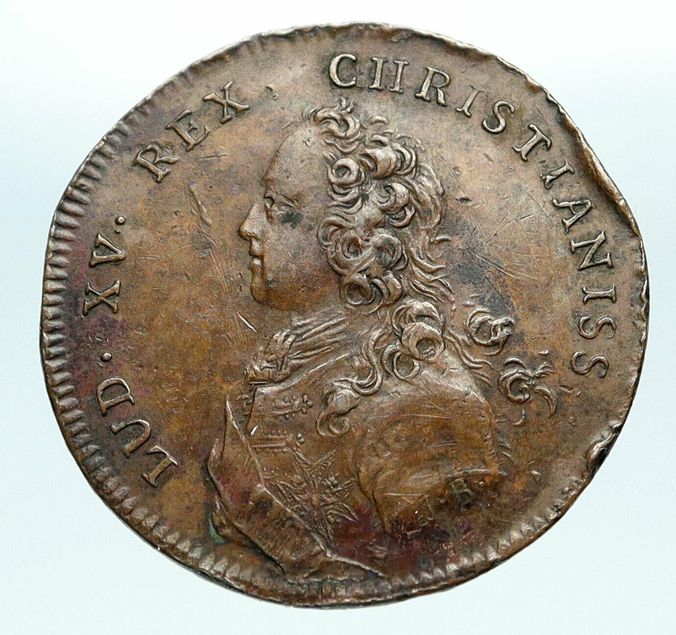 1734 FRANCE King LOUIS XV Saint Germaine of Paris Antique FRENCH Medal i84101