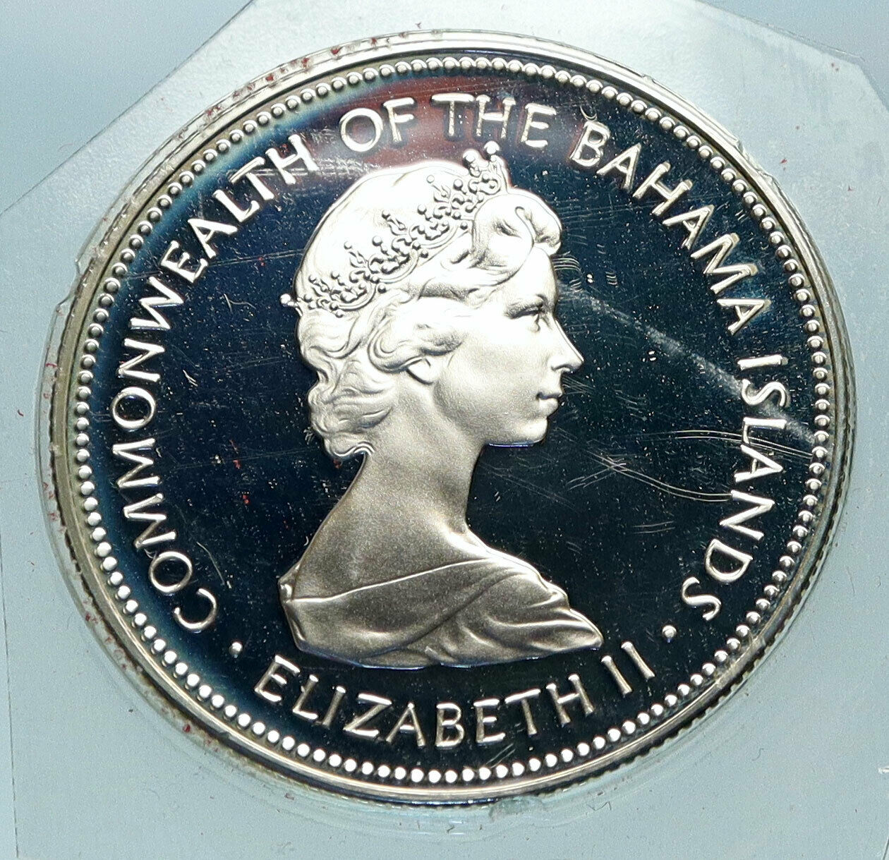 1973 BAHAMAS UK Queen Elizabeth II Marlin Proof Silver Coin 50 Cents Coin i84051