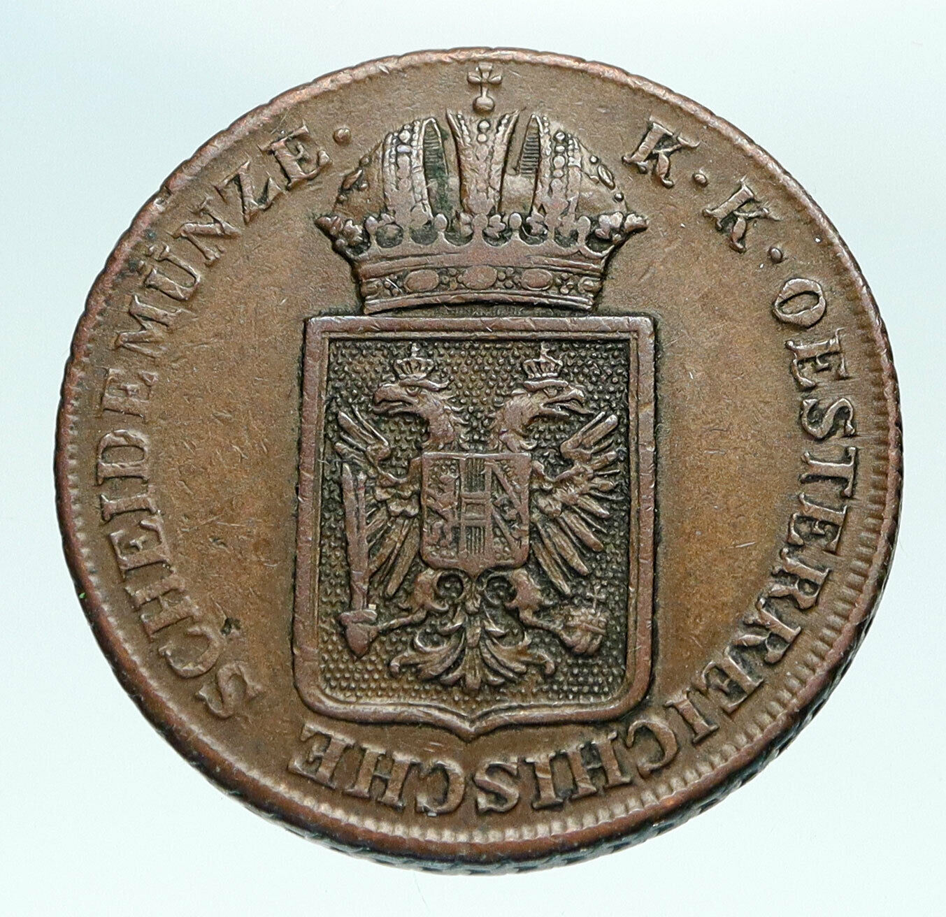 1848 Austria Emperor FERDINAND I Eagle Antique OLD Genuine 2 Kreuzer Coin i84105