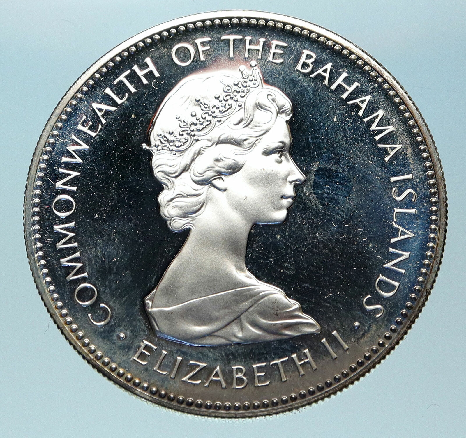 1972 The BAHAMAS Queen Elizabeth II FLAMINGO Genuine Proof Silver $2 Coin i83822