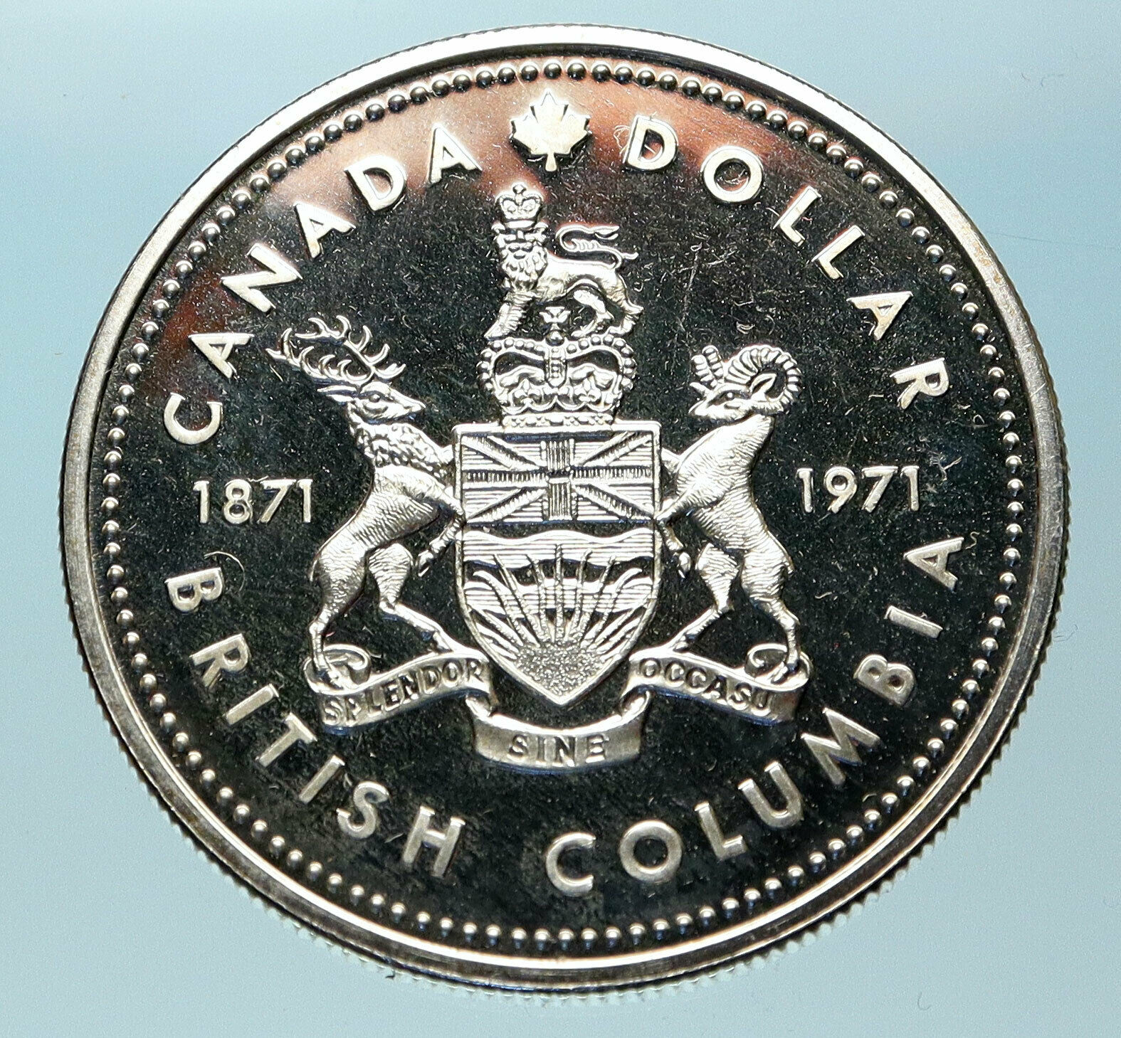 1971 Canada British Columbia UK Queen Elizabeth II Proof Silver $1 Coin i83820