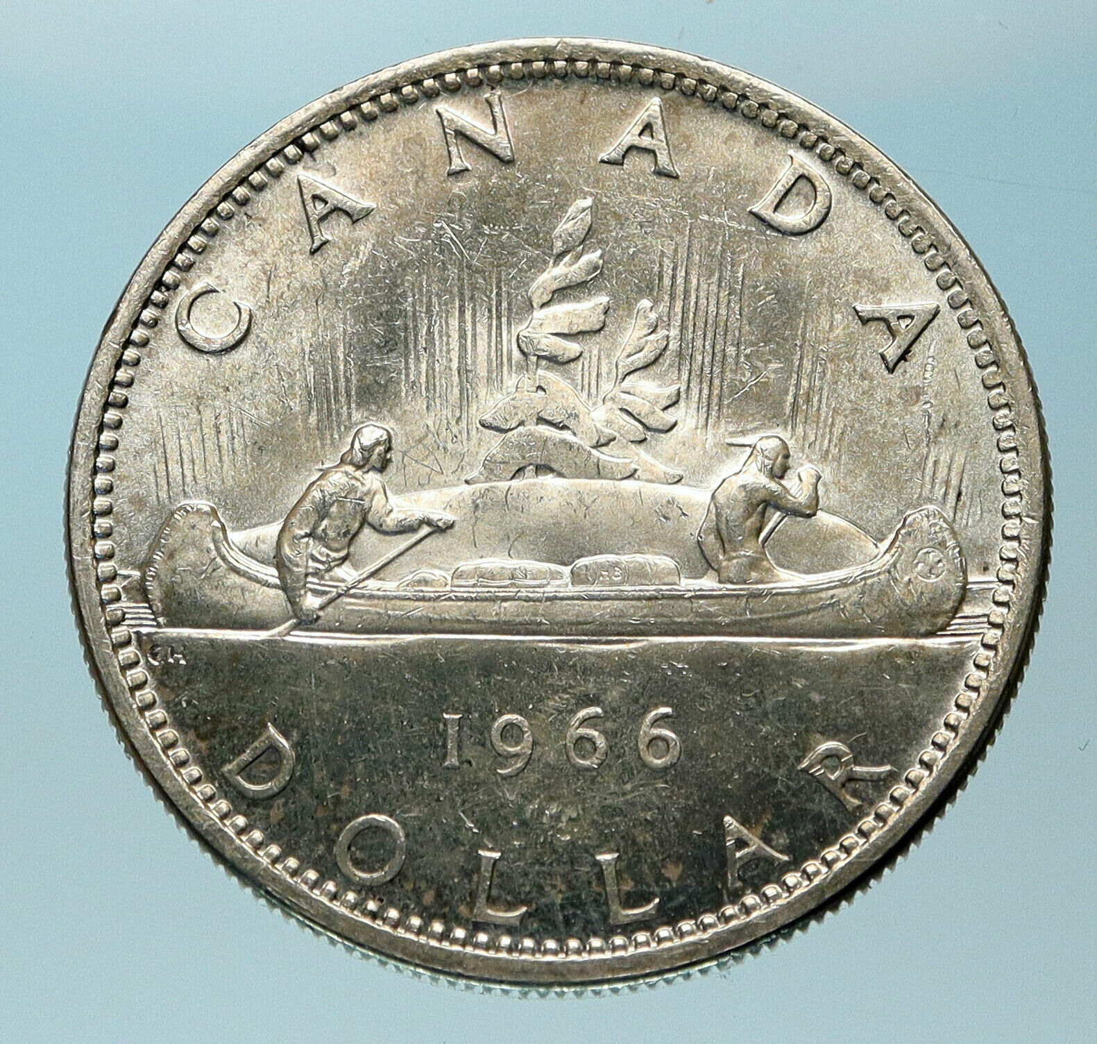 1966 CANADA w UK Queen Elizabeth II Voyagers Genuine Silver Dollar Coin i83814