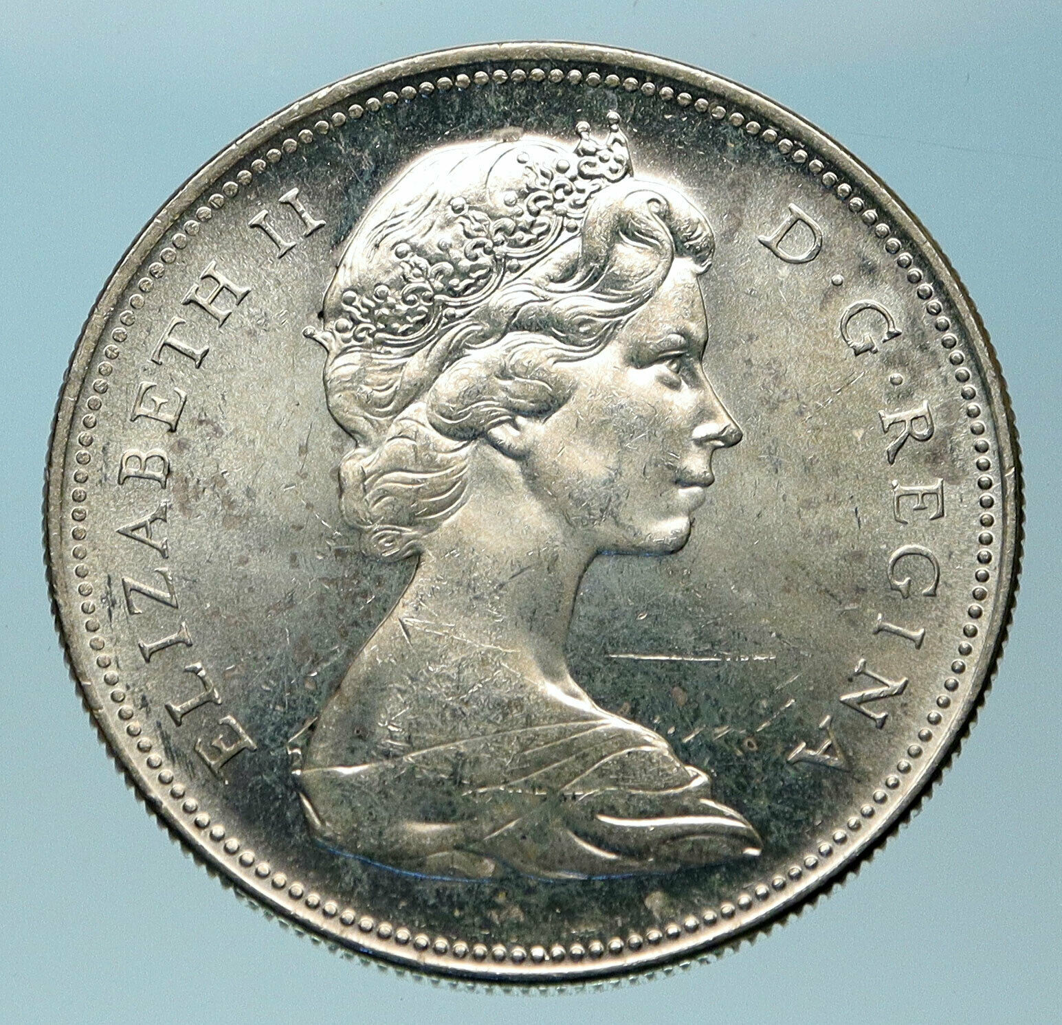 1966 CANADA w UK Queen Elizabeth II Voyagers Genuine Silver Dollar Coin i83814