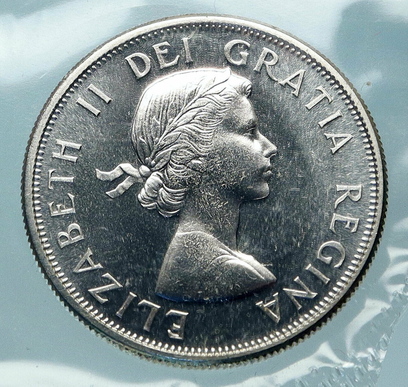 1964 CANADA UK Queen ELIZABETH II LION CROWN ARMS Old Silver 50 Cent Coin i83876