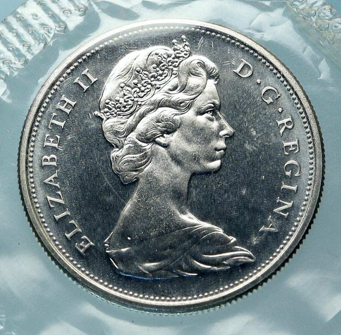 1966 CANADA UK Queen ELIZABETH II Unicorn Antique Silver 50 Cents Coin i83875