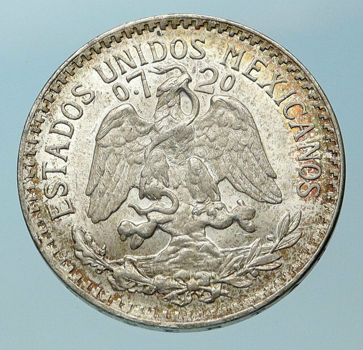 1945 MEXICO City EAGLE CACTUS SERPENT Silver 50 Centavos Mexican Coin i83872