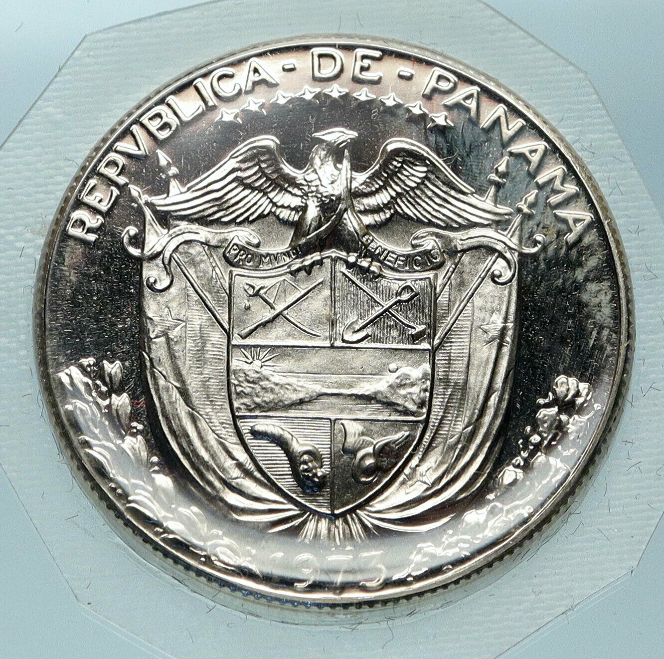 1973 PANAMA Spanish Conquistador Hero Genuine Silver 1/2 BALBOA Coin i83891