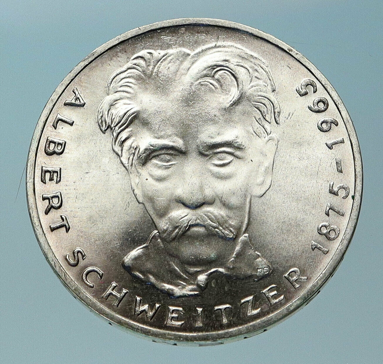 1975 GERMANY Silver 5 Mark Coin GERMAN Nobel Prize Hero Albert Schweitzer i83887