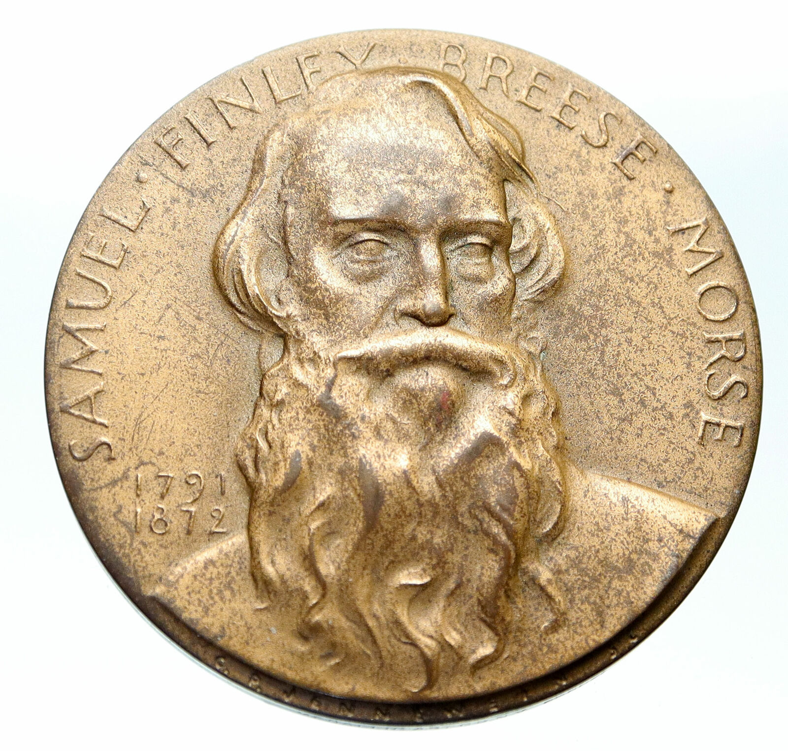 1963 USA Samuel Morse PAINTER INVENTOR Artist NYU Old Antique Token Medal i83902