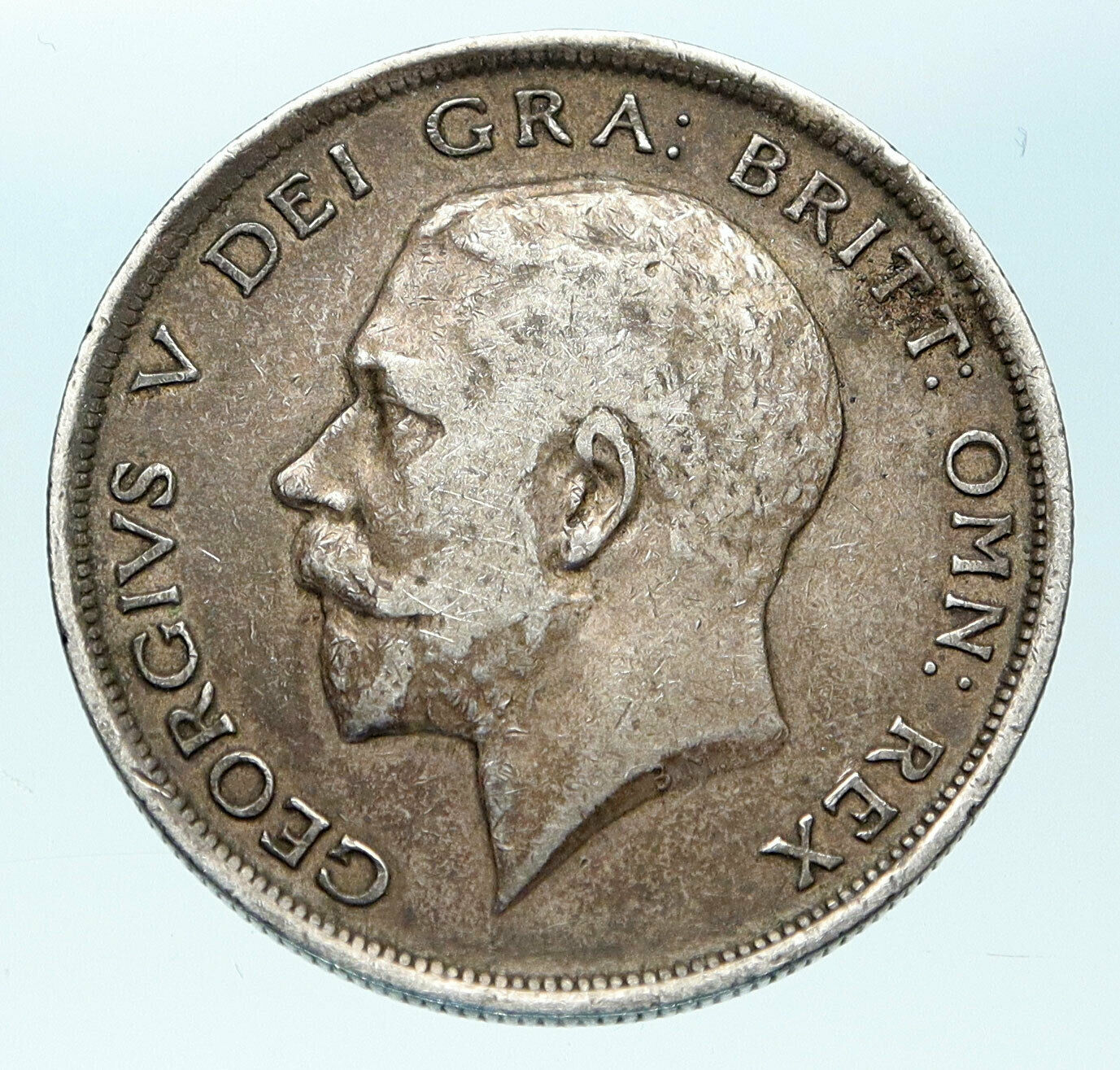 1916 Great Britain United Kingdom UK King GEORGE V Silver Half Crown Coin i83898