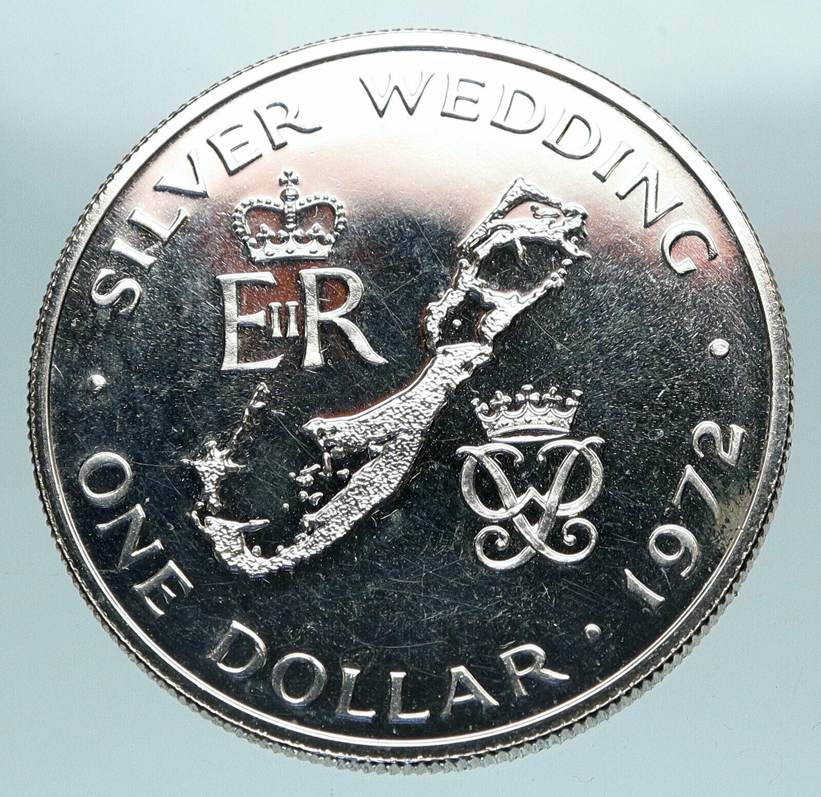 1972 Bermuda UK Elizabeth II Prince Philip Wedding Proof Silver $1 Coin i84115