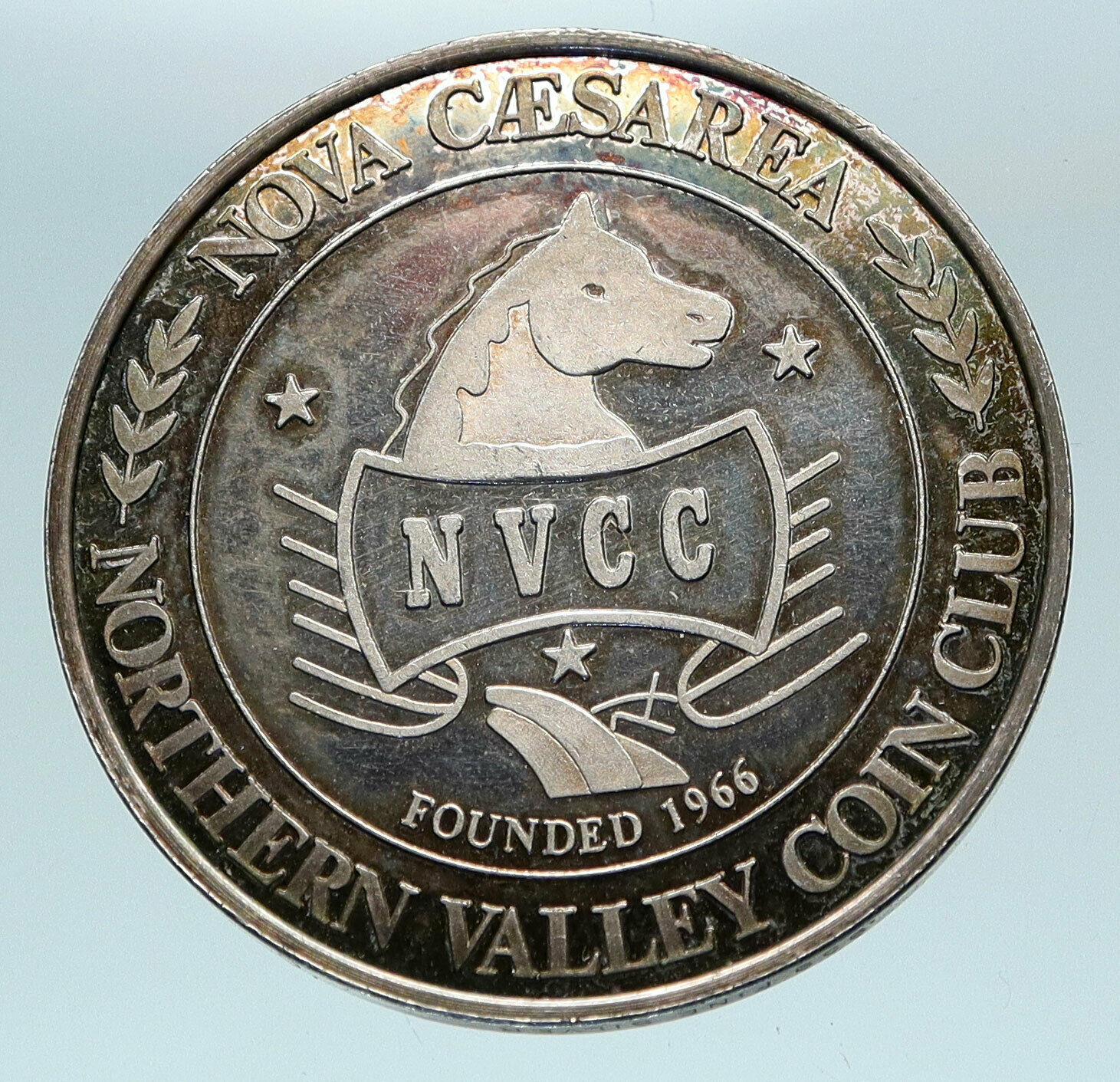 1976 USA United States 200Yrs Patriot Flag HORSE Token NVCC Silver Medal i84117