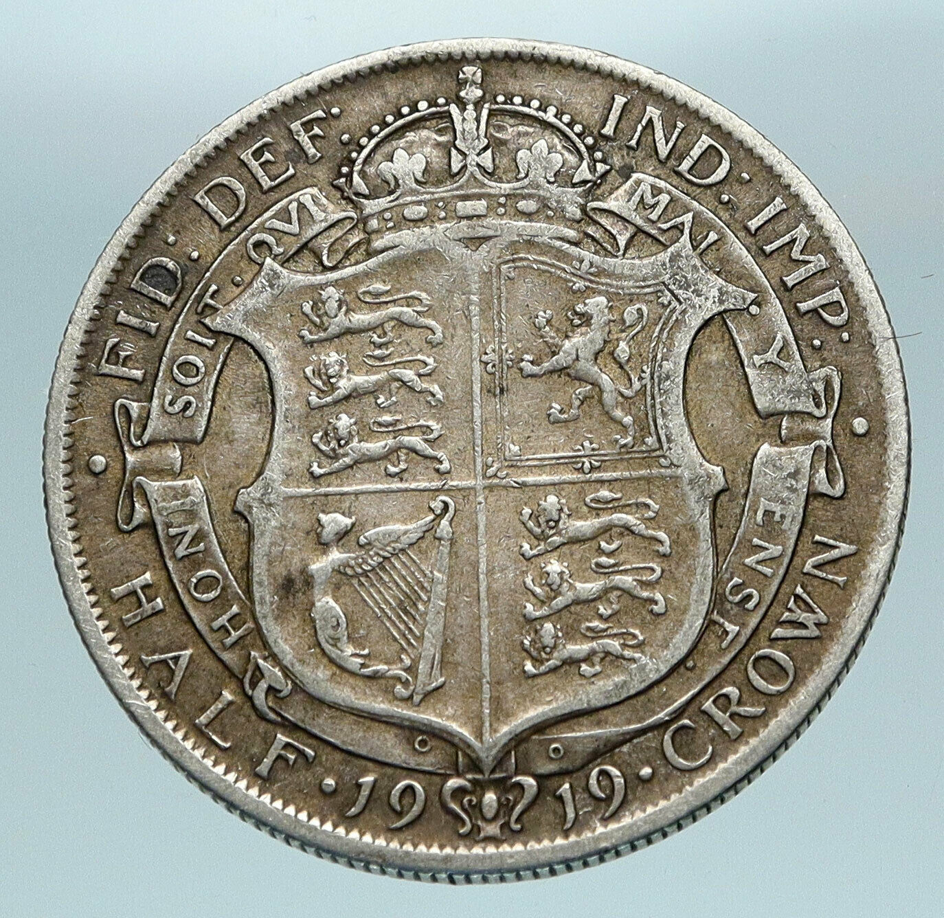 1919 Great Britain United Kingdom UK King GEORGE V Silver Half Crown Coin i84128