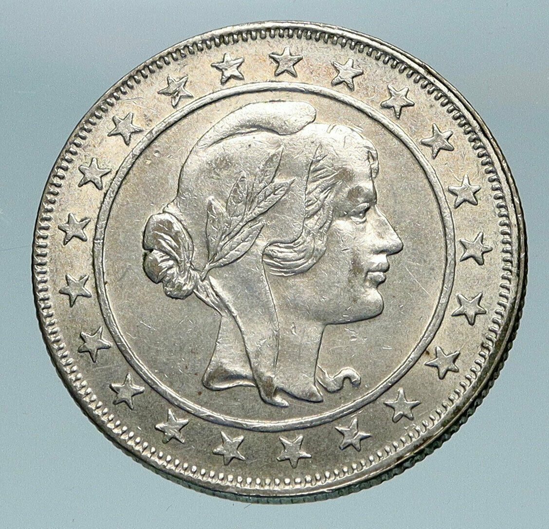 1928 BRAZIL Woman of Republic OLD Antique Brazilian Silver 2000 Reis Coin i84122