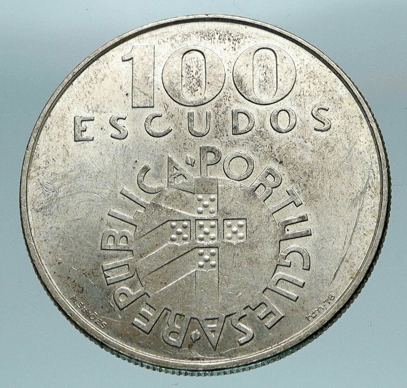 1974 PORTUGAL 25 Yrs Carnation Revolution Genuine Silver 100 Escudos Coin i84130