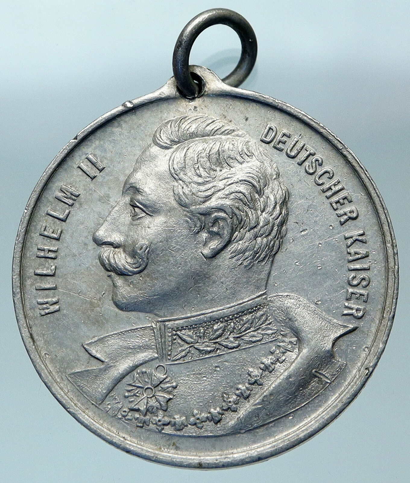 1913 GERMANY Emperor WILHELM II 25 Year Reign OLD Antique Aluminum Medal i84404