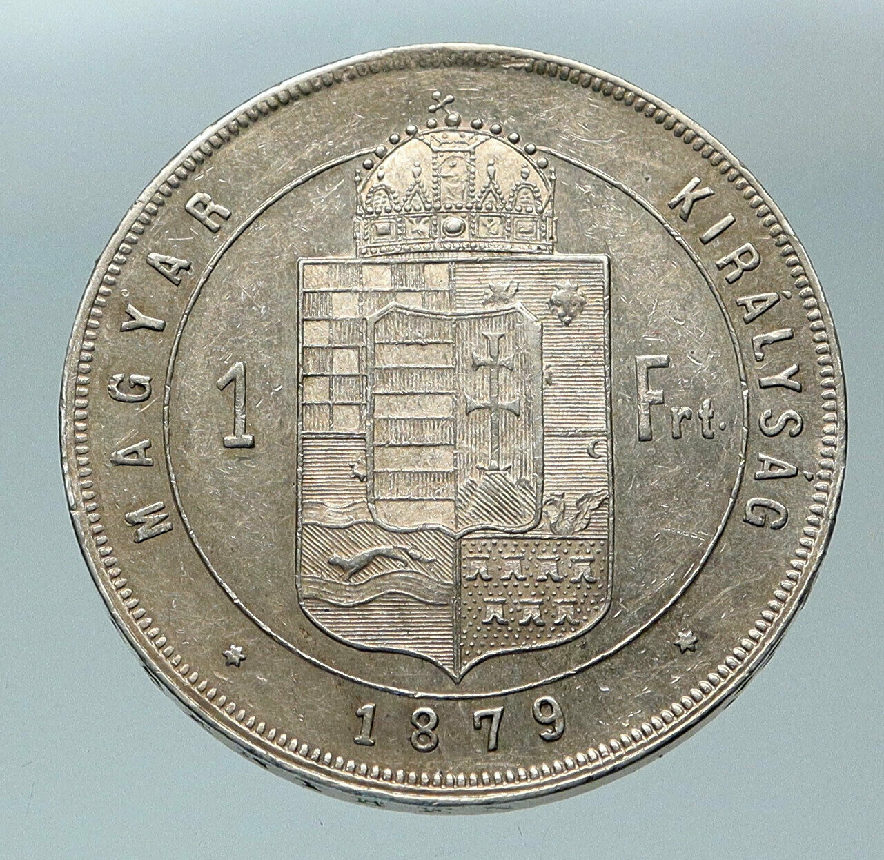 1879 HUNGARY w King Franz Joseph I Hungarian Genuine Silver Forint Coin i84399