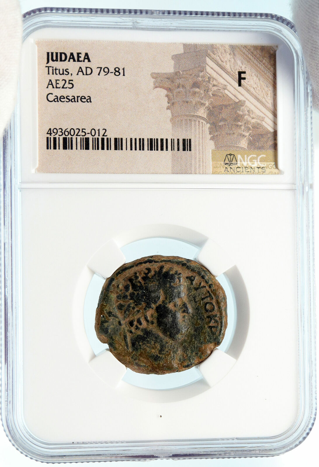 TITUS Authentic Ancient JUDAEA CAPTA Caesarea Maritima Roman Coin NGC i83596