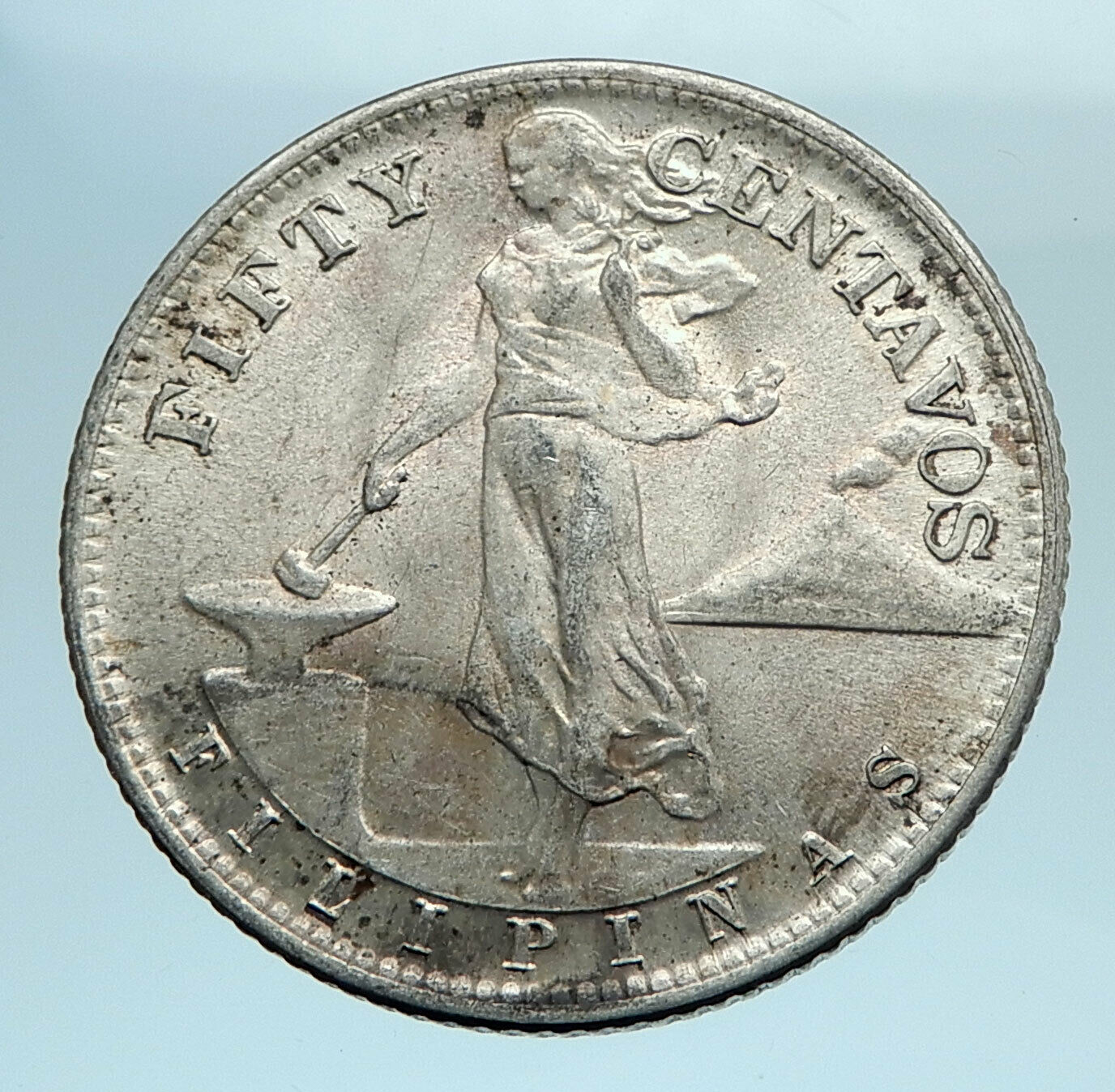 1945 S PHILIPPINES Under US Administration Eagle Silver 50 Centavos Coin i77709