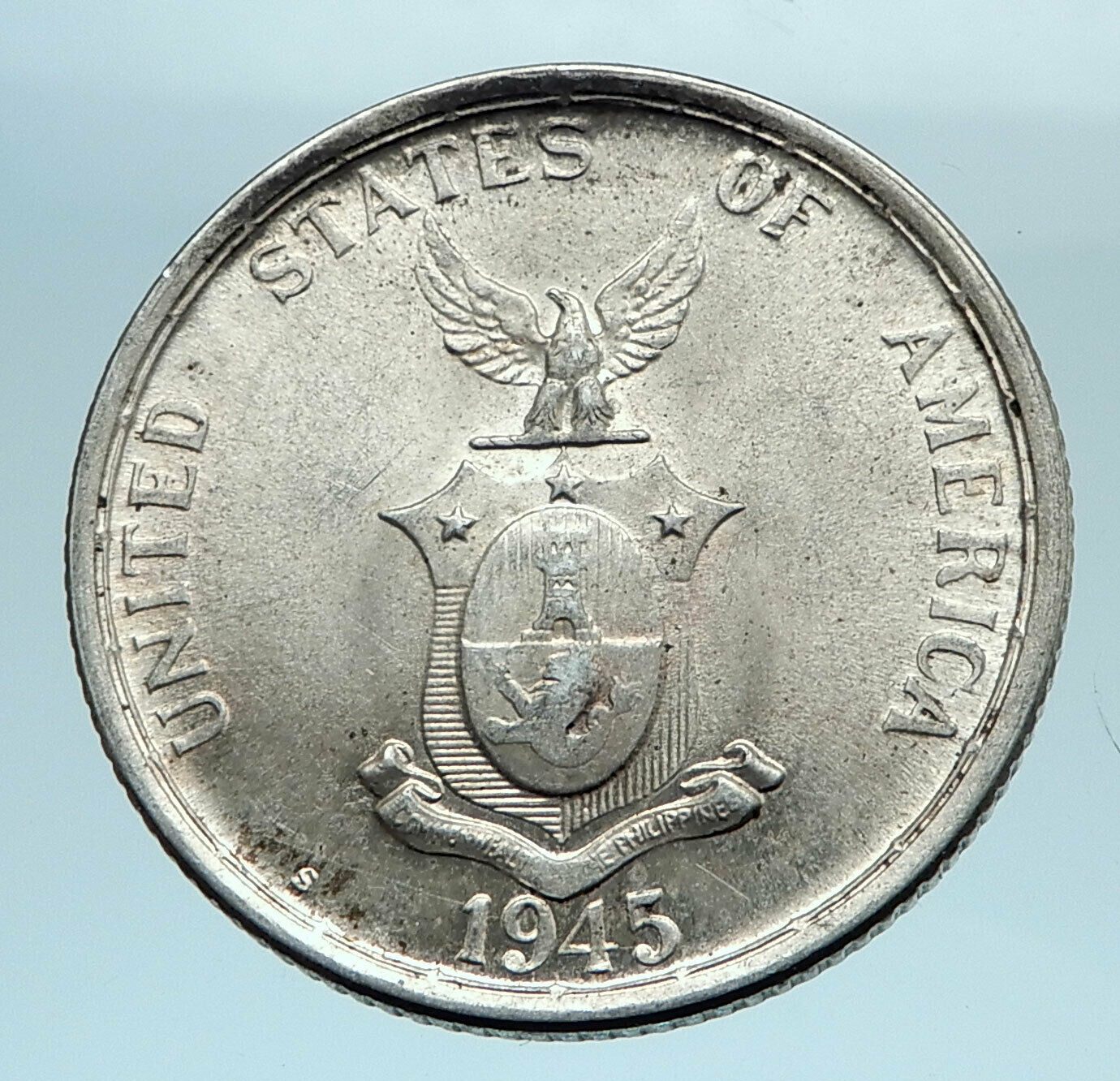 1945 S PHILIPPINES Under US Administration Eagle Silver 50 Centavos Coin i77709