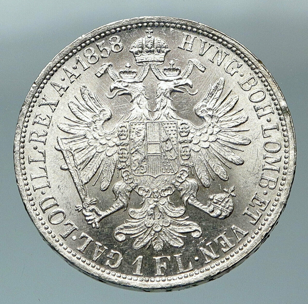 1858 AUSTRIA w KING FRANZ JOSEPH I Vintage Eagle Old Silver Florin Coin i84413