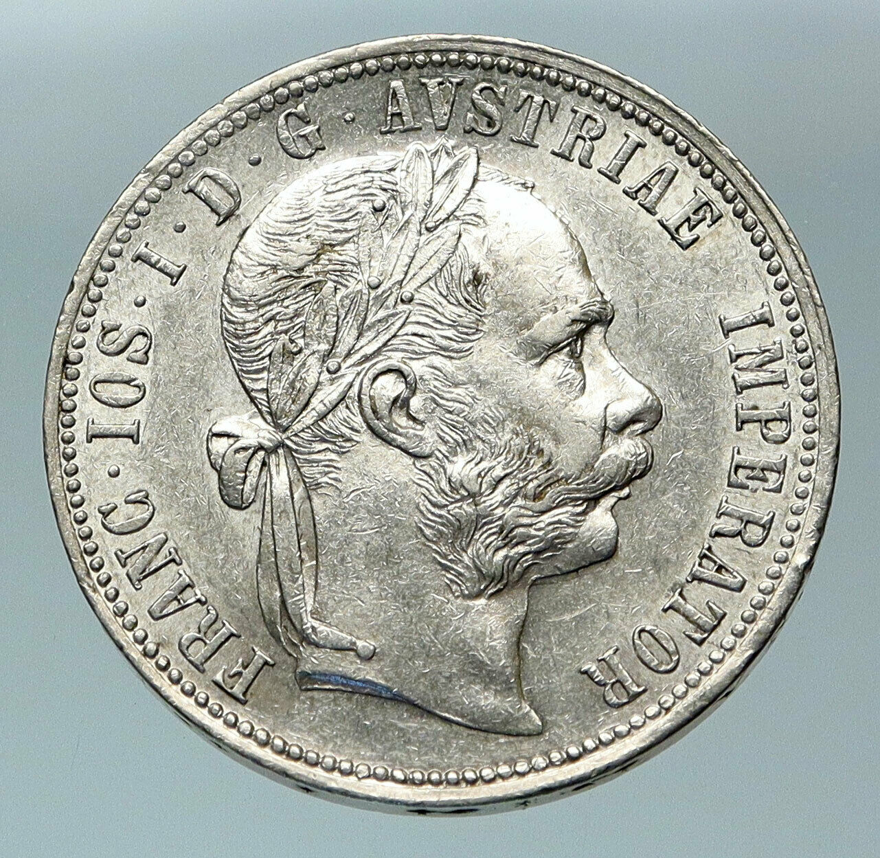 1888 AUSTRIA w King FRANZ JOSEPH I Antique Genuine Silver 1 Florin Coin i84412