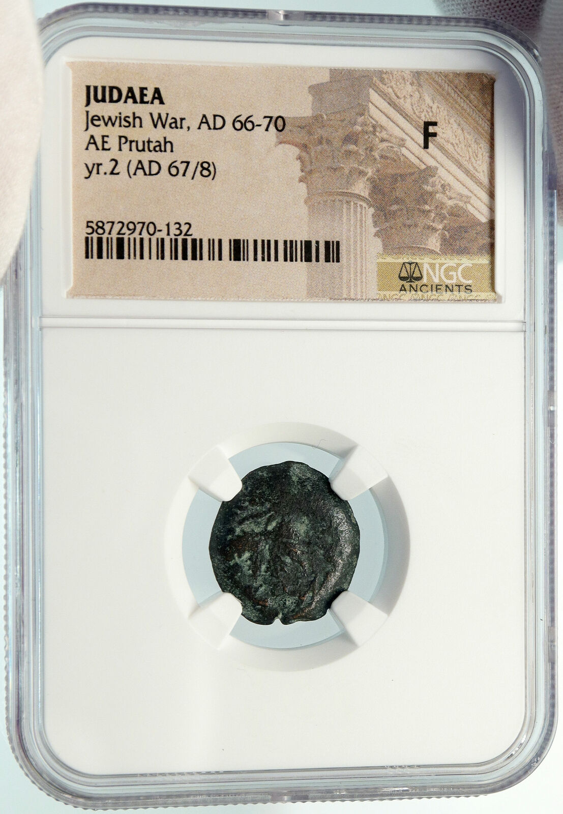 Authentic Ancient JEWISH WAR vs ROMANS 67AD Historical JERUSALEM Coin NGC i84799