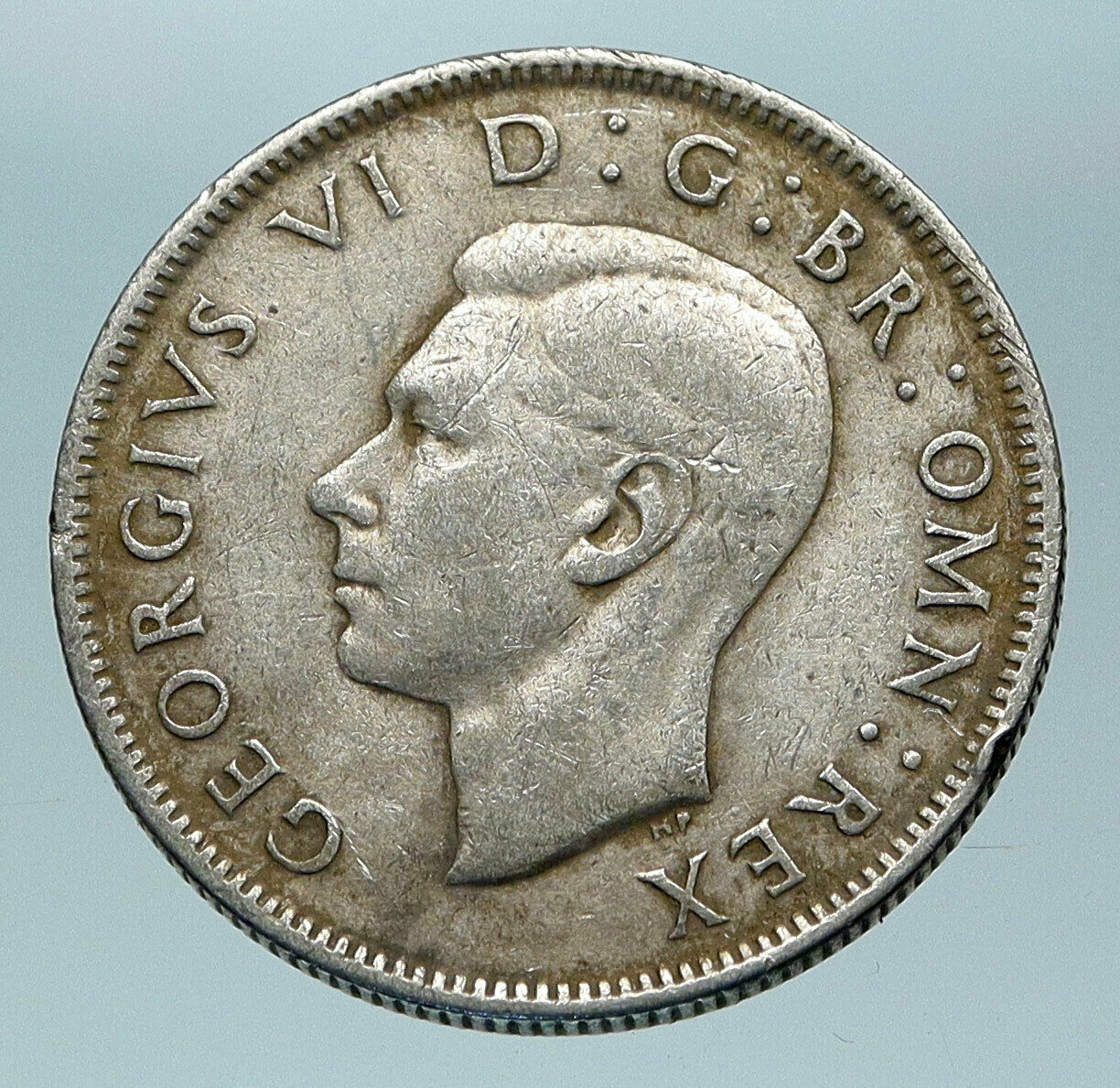 1942 United Kingdom UK Great Britain GEORGE VI w Crown Silver Florin Coin i84282