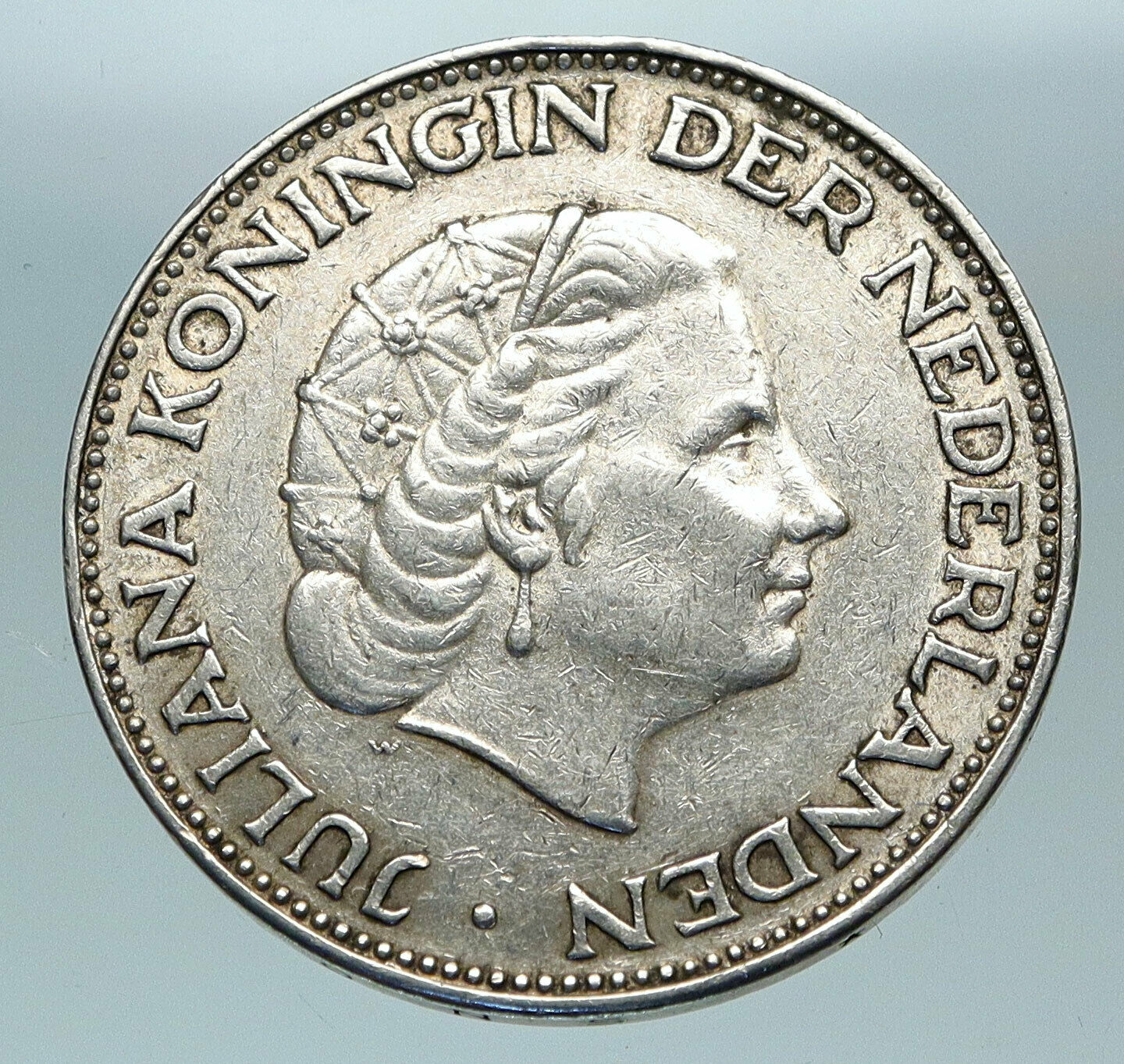 1961 Netherlands Kingdom Queen JULIANA Vintage Silver 2 1/2 Gulden Coin i84290