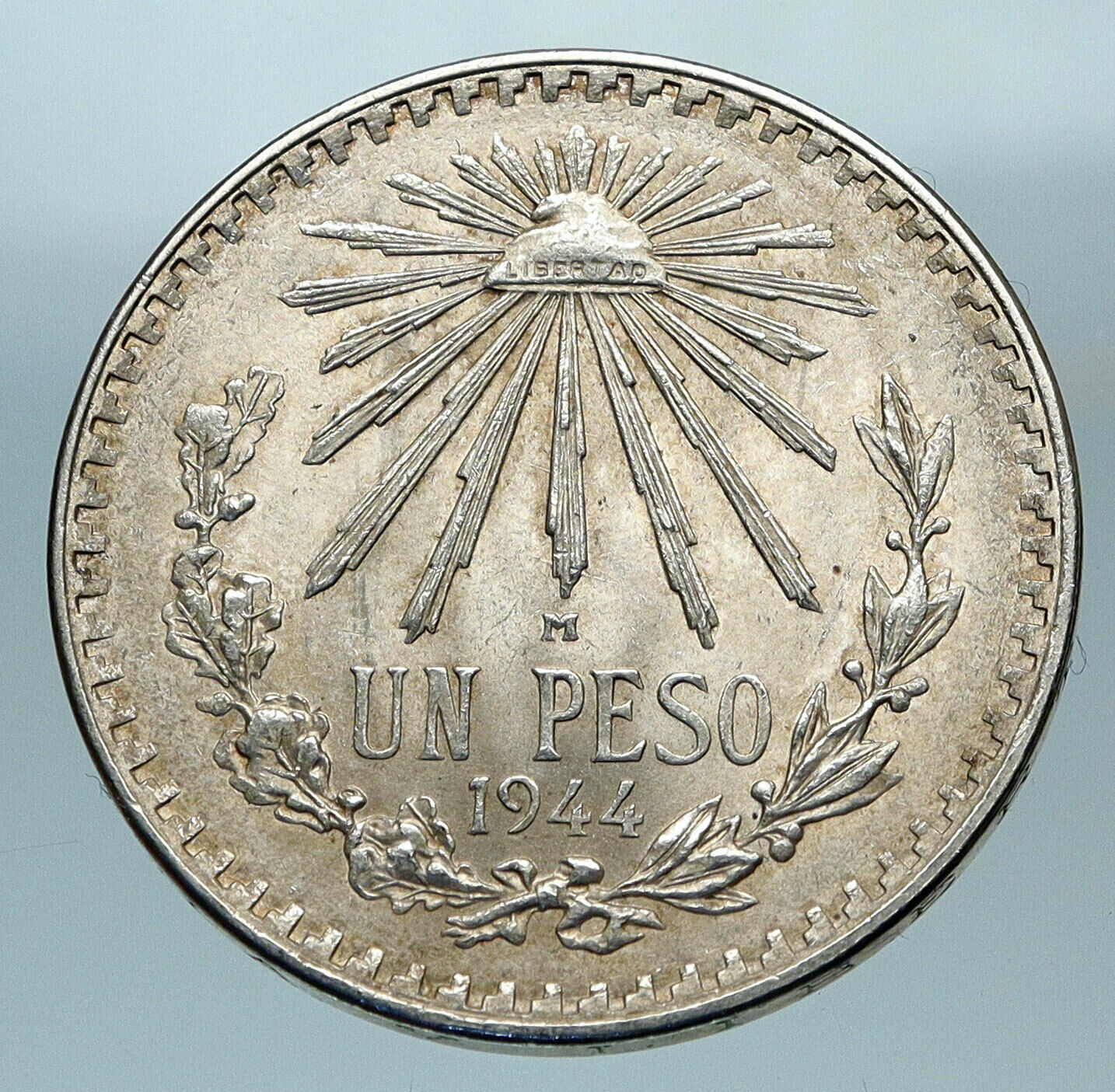 1944 MEXICO Eagle Liberty Cap Large Vintage OLD Silver Peso Mexican Coin i84342