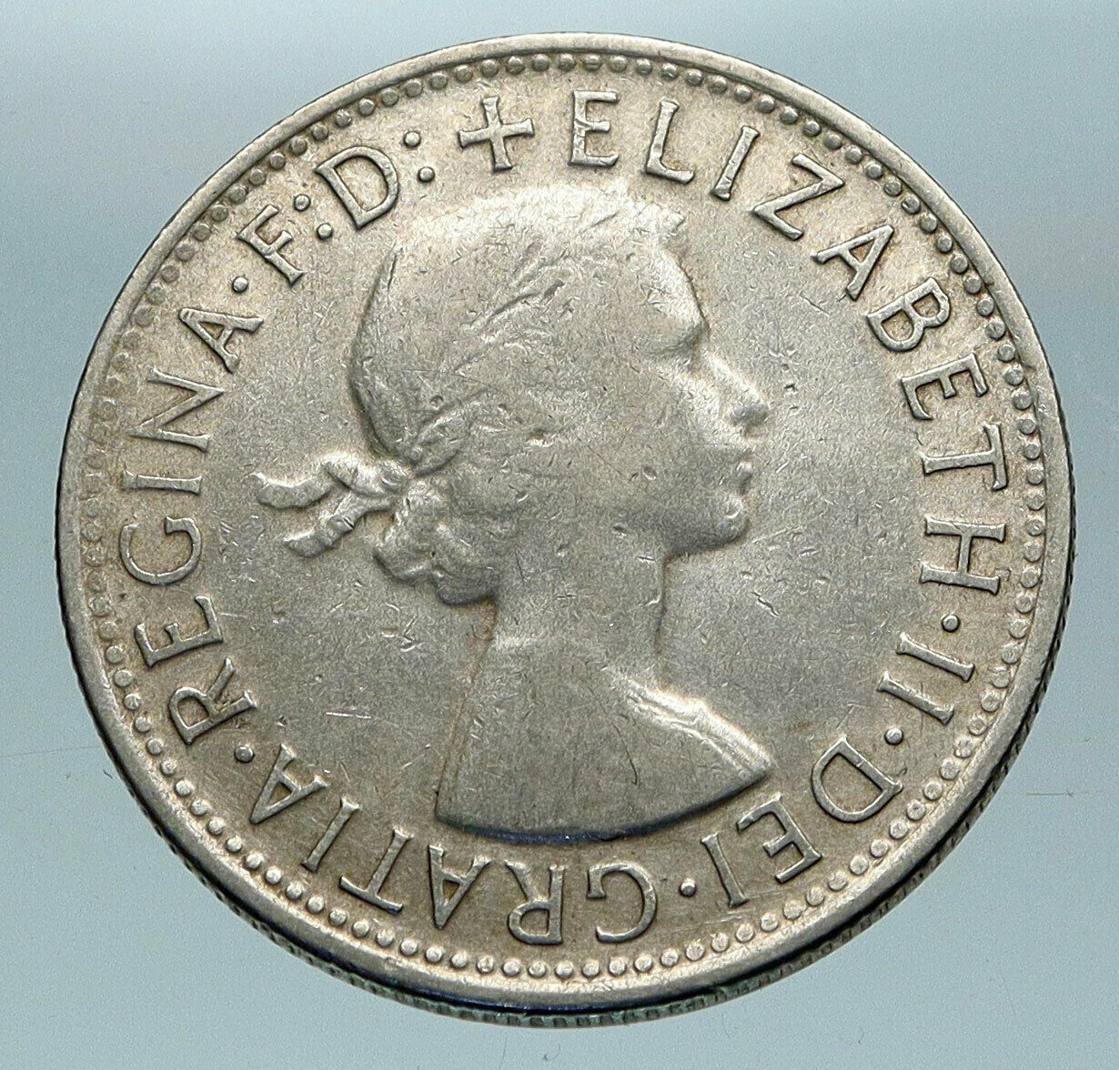 1954 AUSTRALIA UK Queen Elizabeth II Vintage SILVER FLORIN Kangaroo Coin i84285