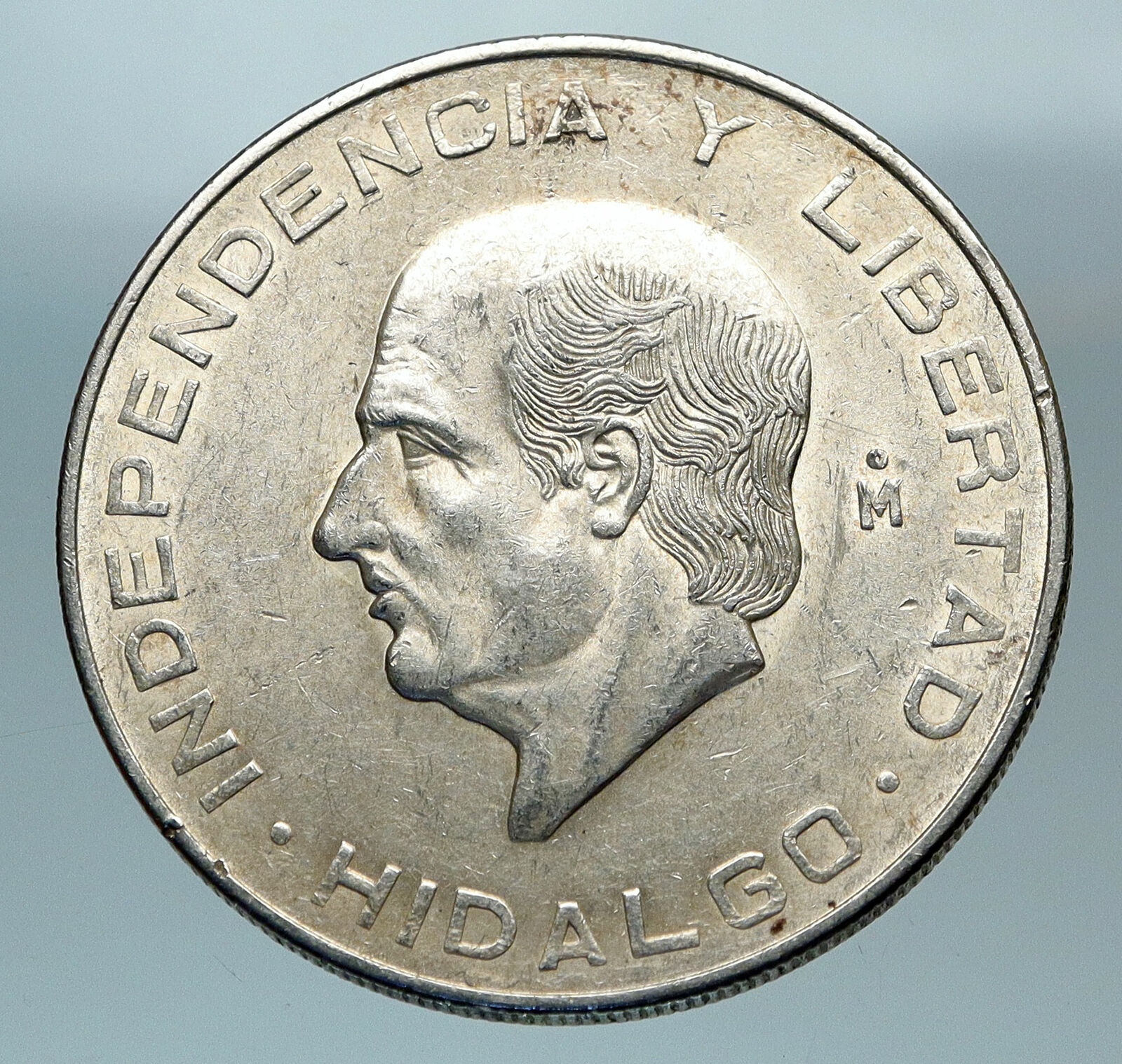 1956 MEXICO Large SILVER 10 Pesos Coin MEXICAN Independence HERO Hidalgo i84351