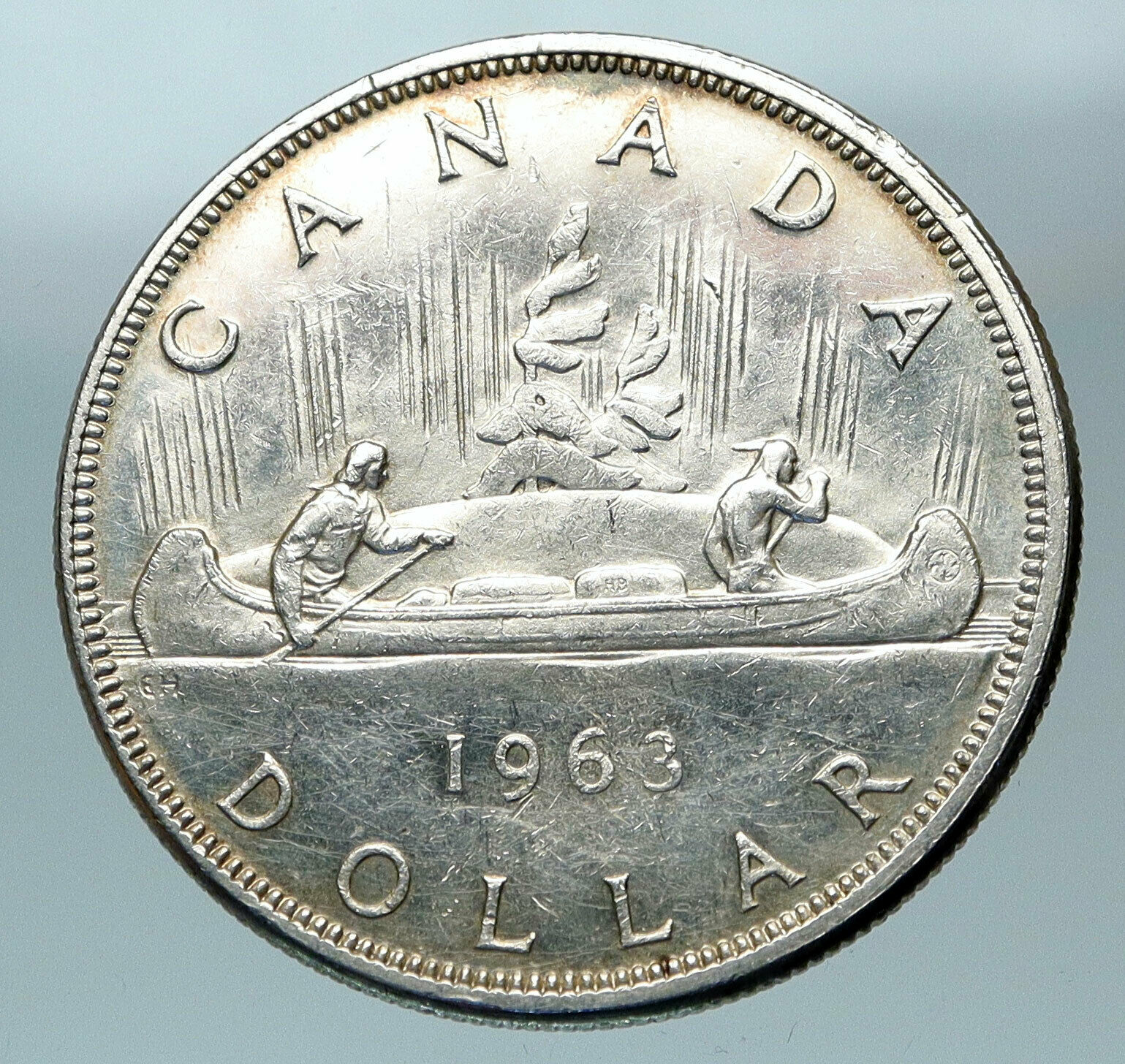 1963 CANADA w UK Queen Elizabeth II Voyagers Genuine Silver Dollar Coin i84357