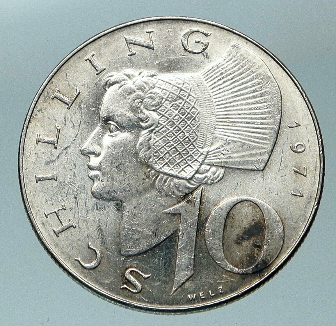 1971 Austria Wachau Woman 10 Schilling OLD Silver Austrian Coin Shield i84465