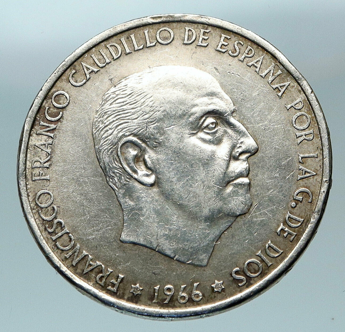 1966 SPAIN Large Franco Caudillo Genuine Silver 100 Pesetas Spanish Coin i84359