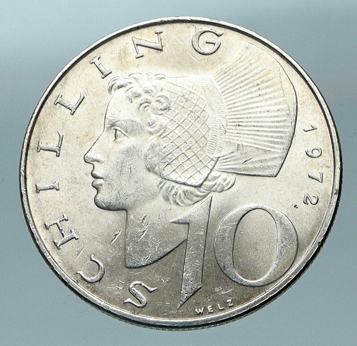 1972 Austria Wachau Woman 10 Schilling OLD Silver Austrian Coin Shield i84354