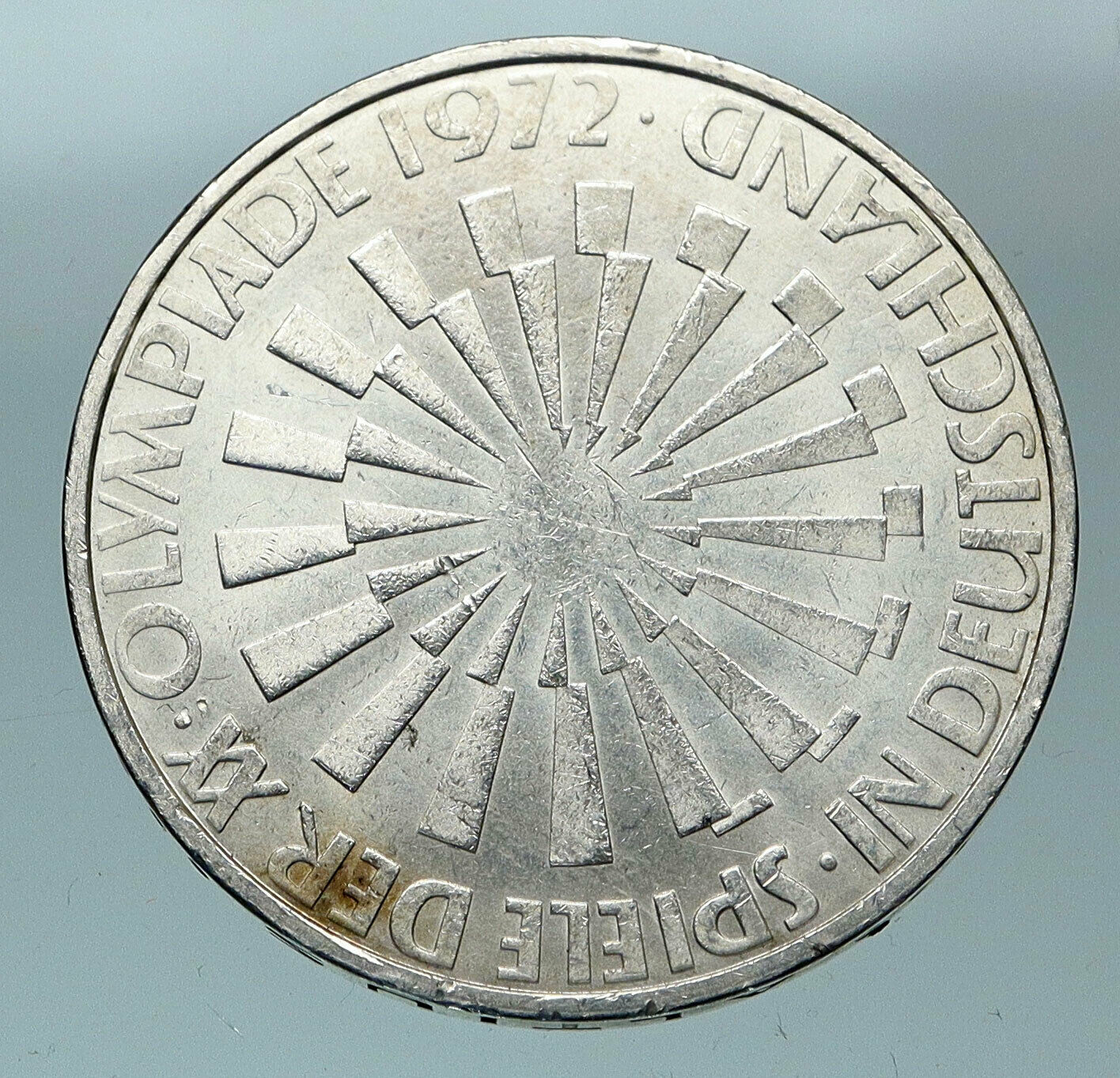 1972 J Germany Munich Summer Olympic Antique Vintage Silver 10 Mark Coin i84467