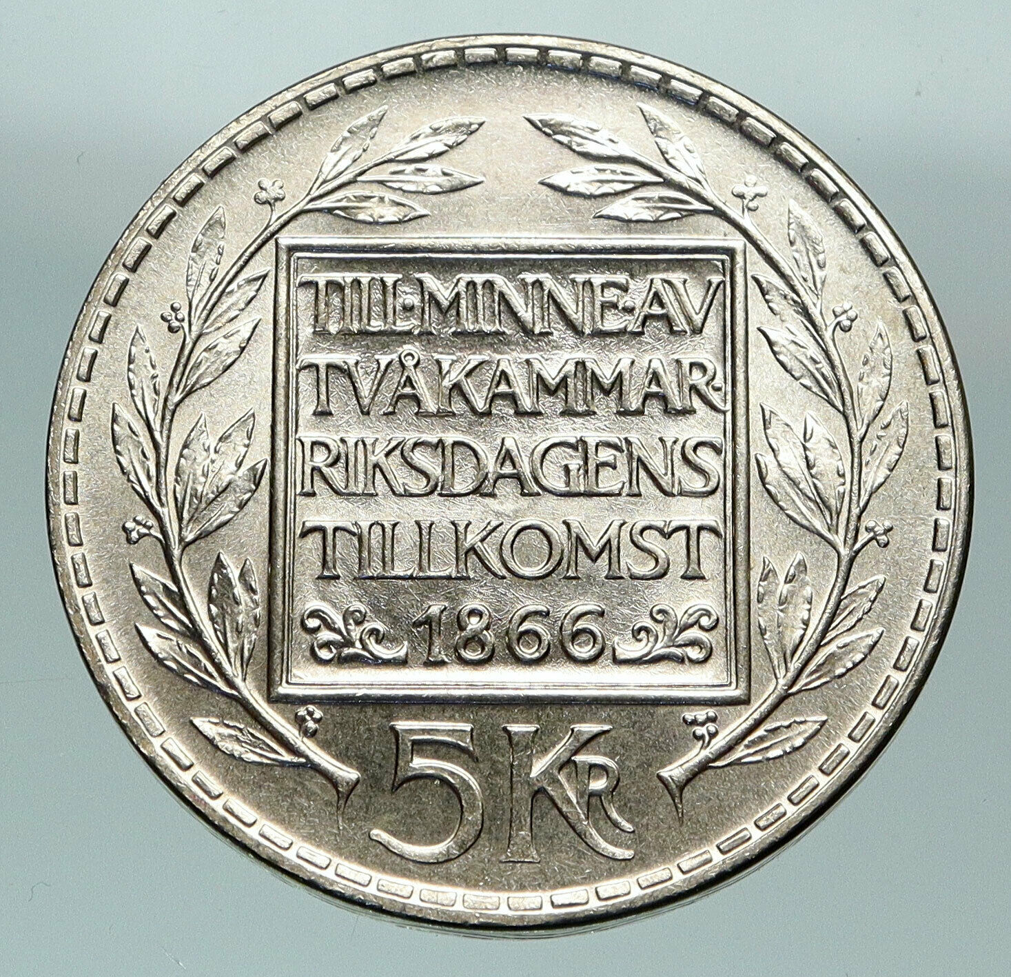 1966 SWEDEN King GUSTAV VI ADOLF 5 Kronor LARGE Silver SWEDISH Coin i84801