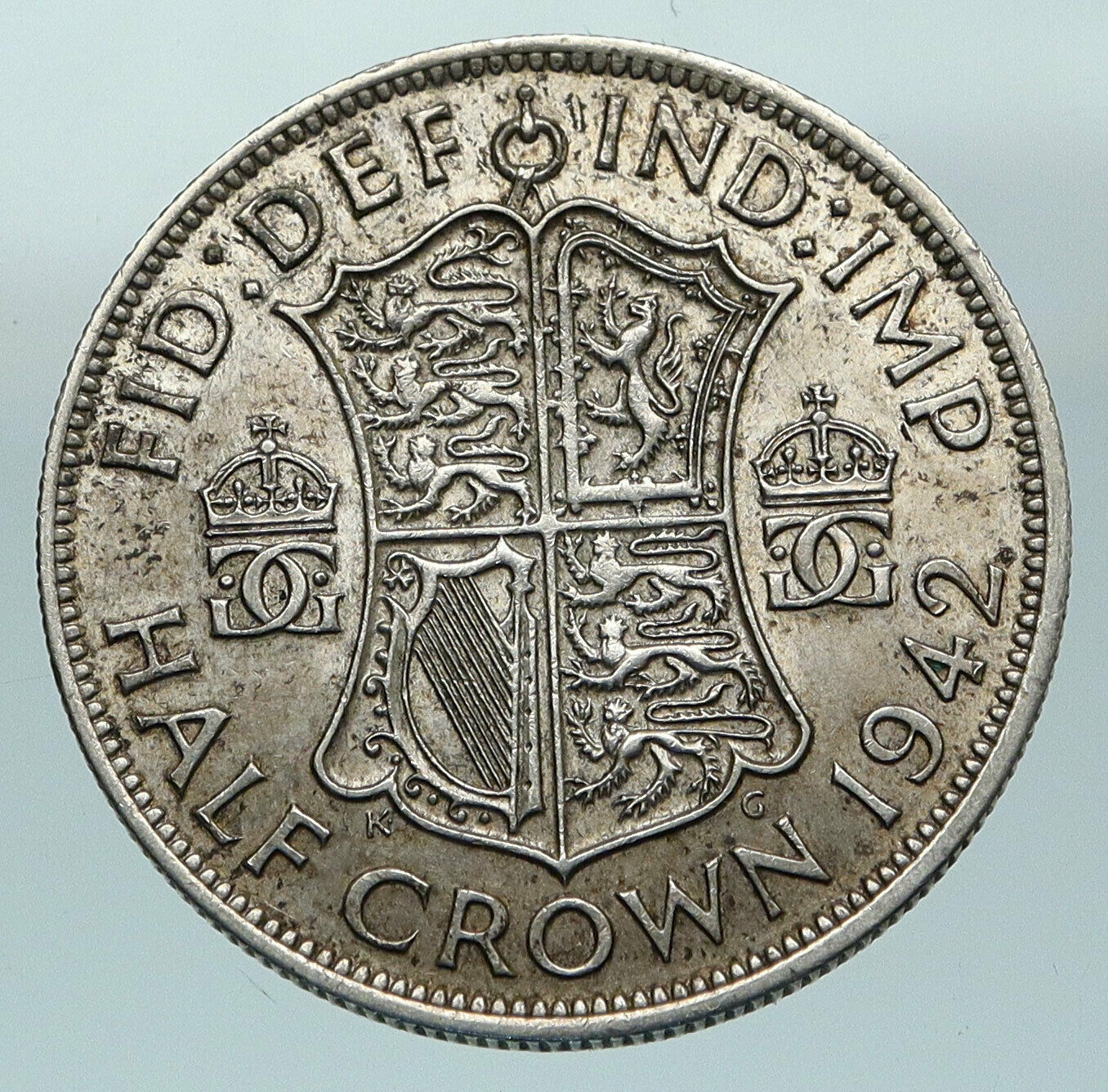 1942 Great Britain United Kingdom UK GEORGE VI Old Silver Half Crown Coin i84571