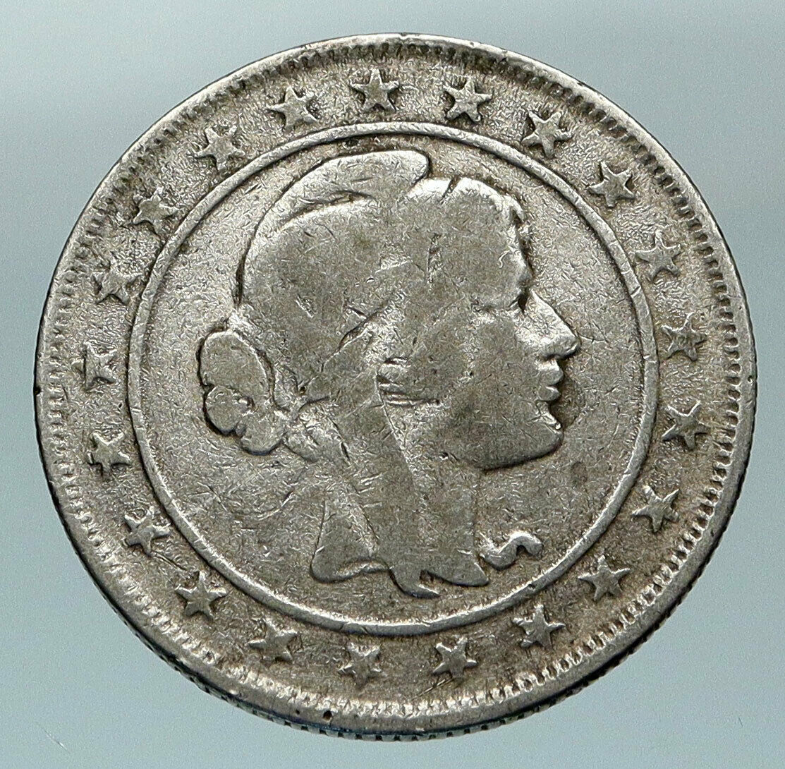 1924 BRAZIL Woman of Republic OLD Antique Brazilian Silver 2000 Reis Coin i84580