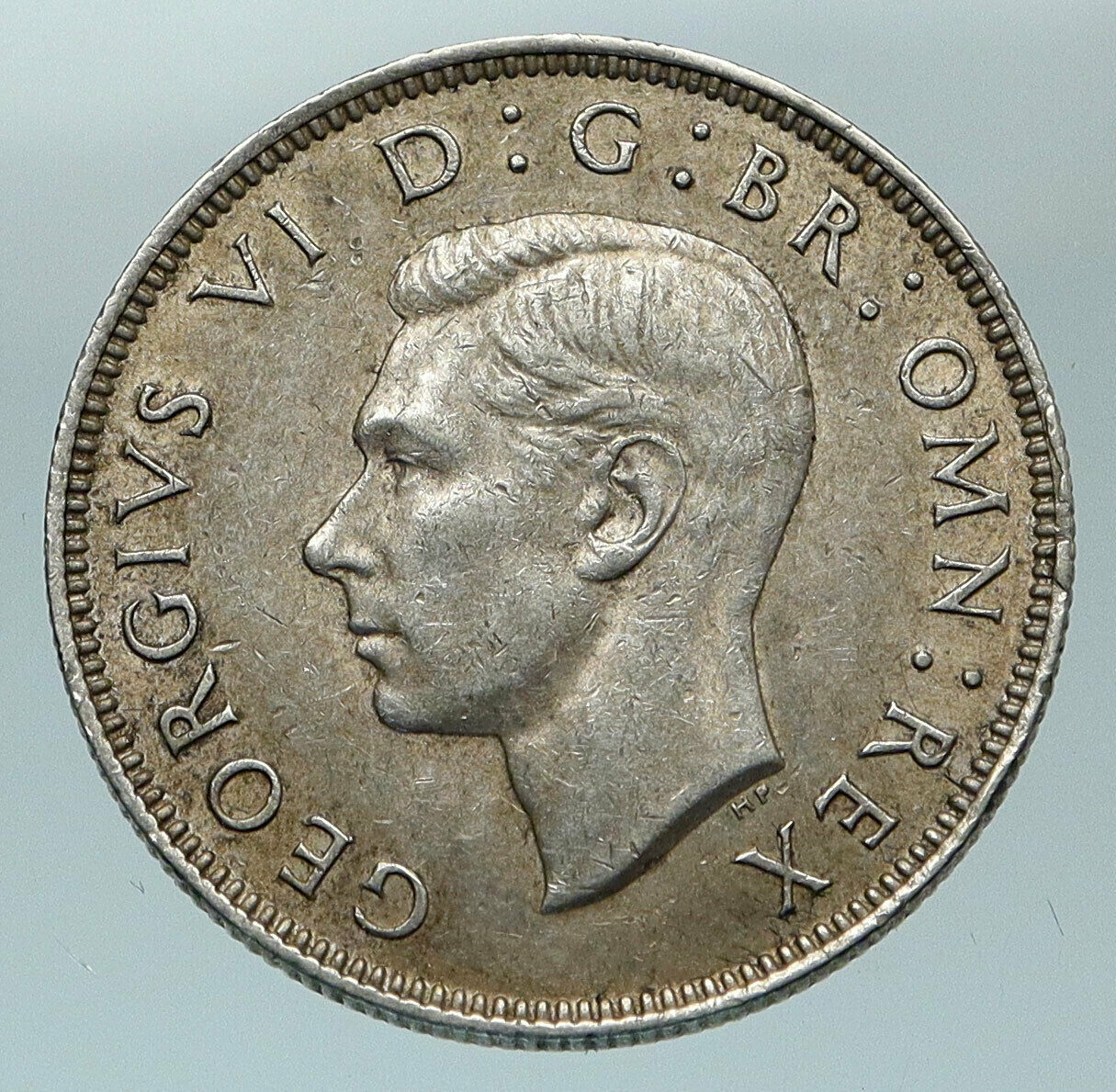 1943 Great Britain United Kingdom King George VI SILVER 2 SHILLING Coin i84577