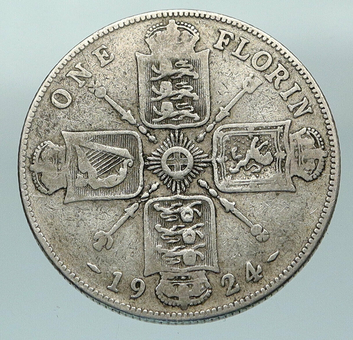 1924 United Kingdom Great Britain GEORGE V Silver Florin 2 Shillings Coin i84581