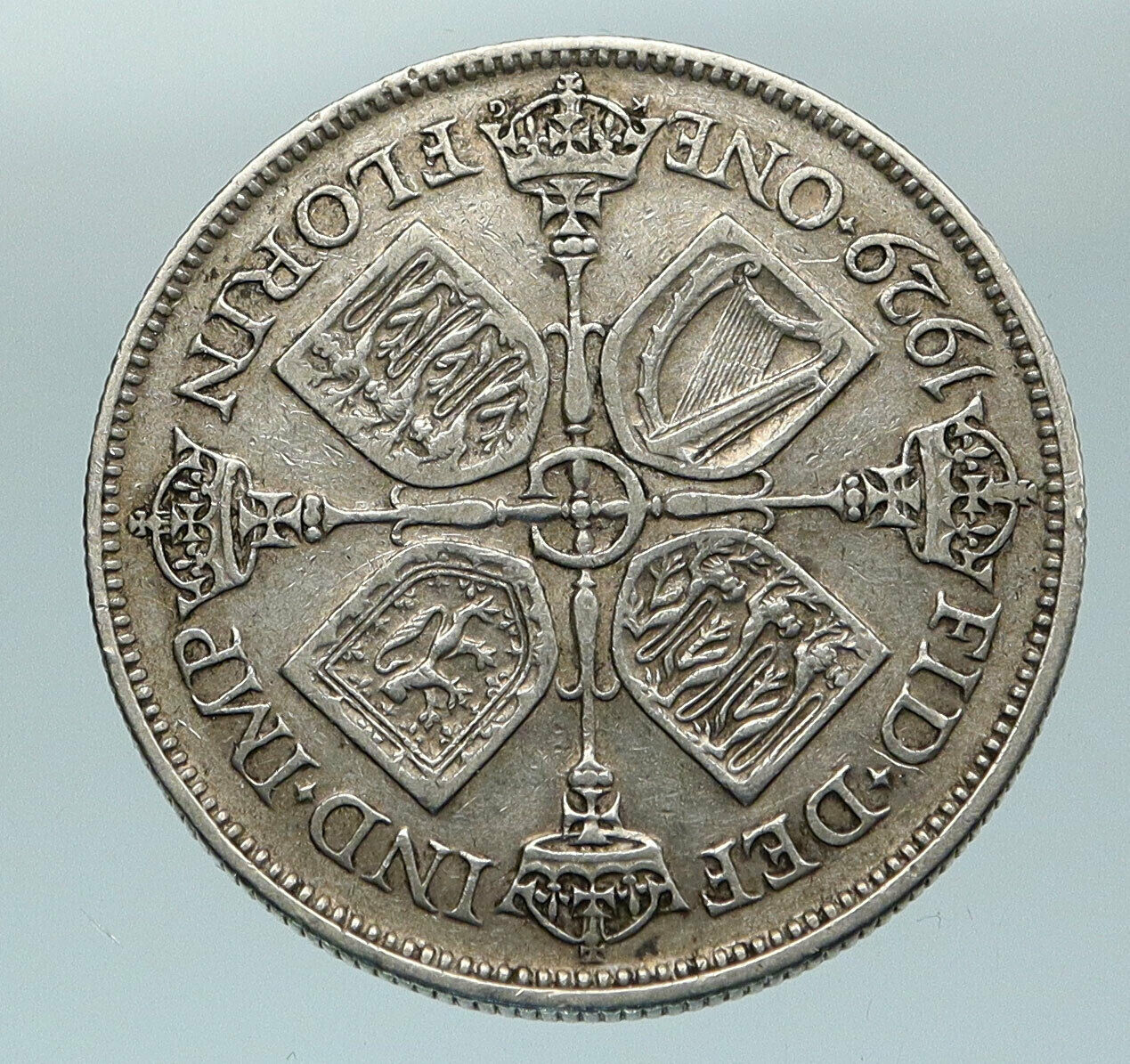 1929 United Kingdom Great Britain GEORGE V Silver Florin 2 Shillings Coin i84585