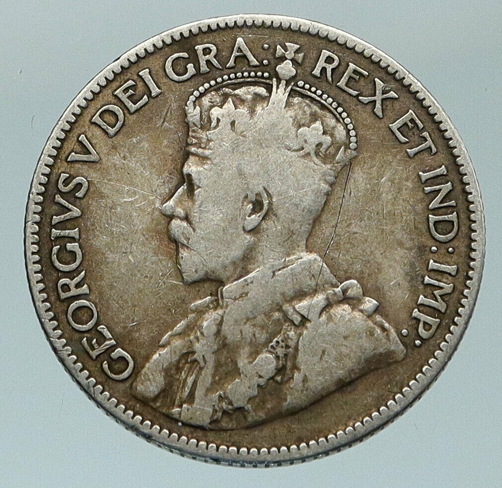 1912 CANADA UK King George V Genuine Original SILVER 25 CENTS Coin i84592