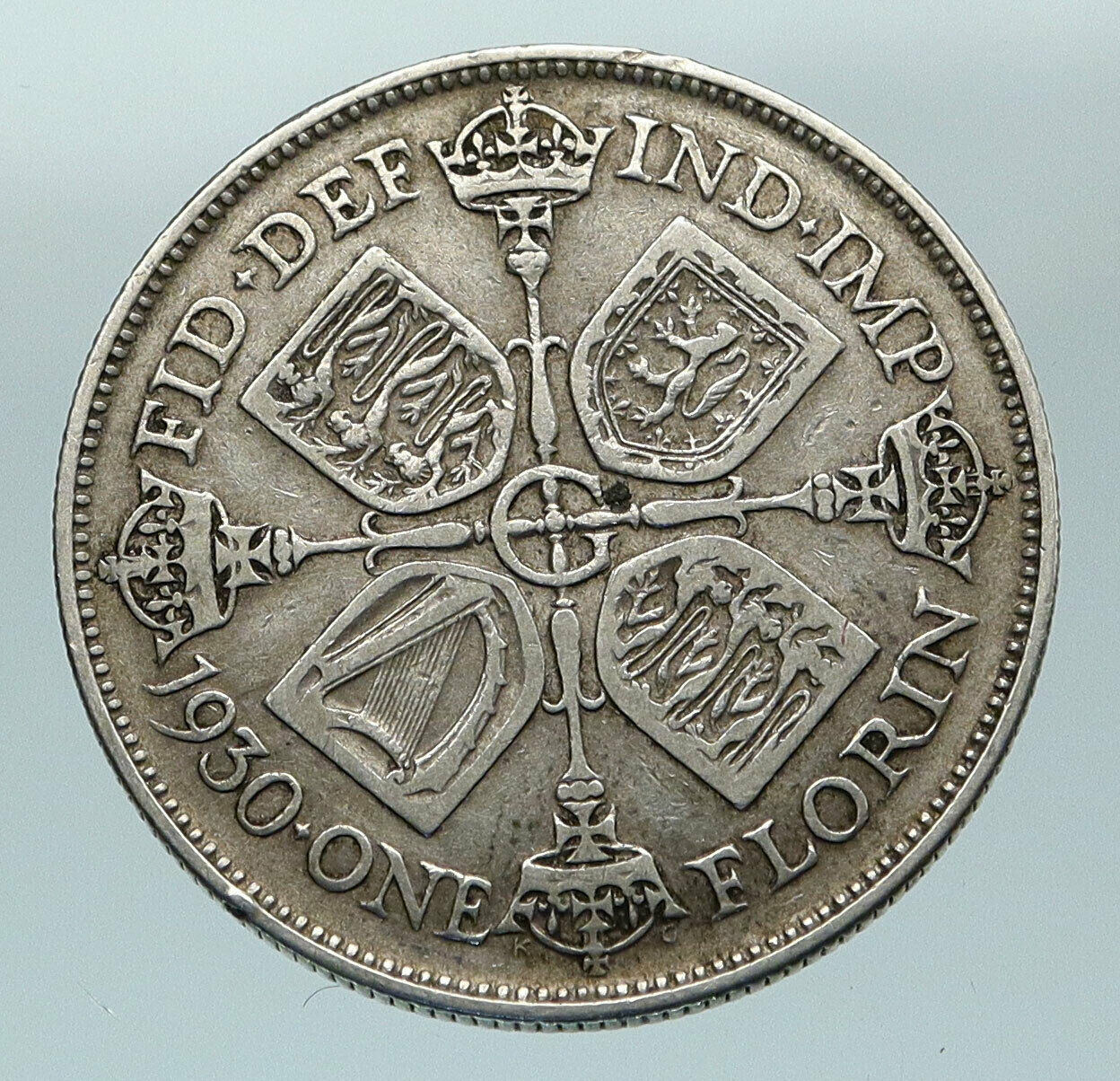 1930 United Kingdom Great Britain GEORGE V Silver Florin 2 Shillings Coin i84586