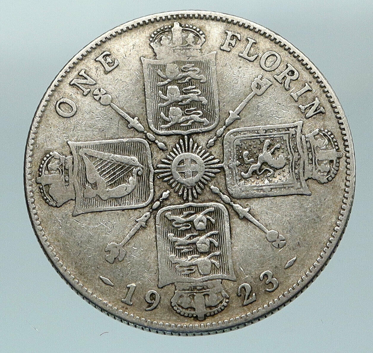 1923 United Kingdom Great Britain GEORGE V Silver Florin 2 Shillings Coin i84584