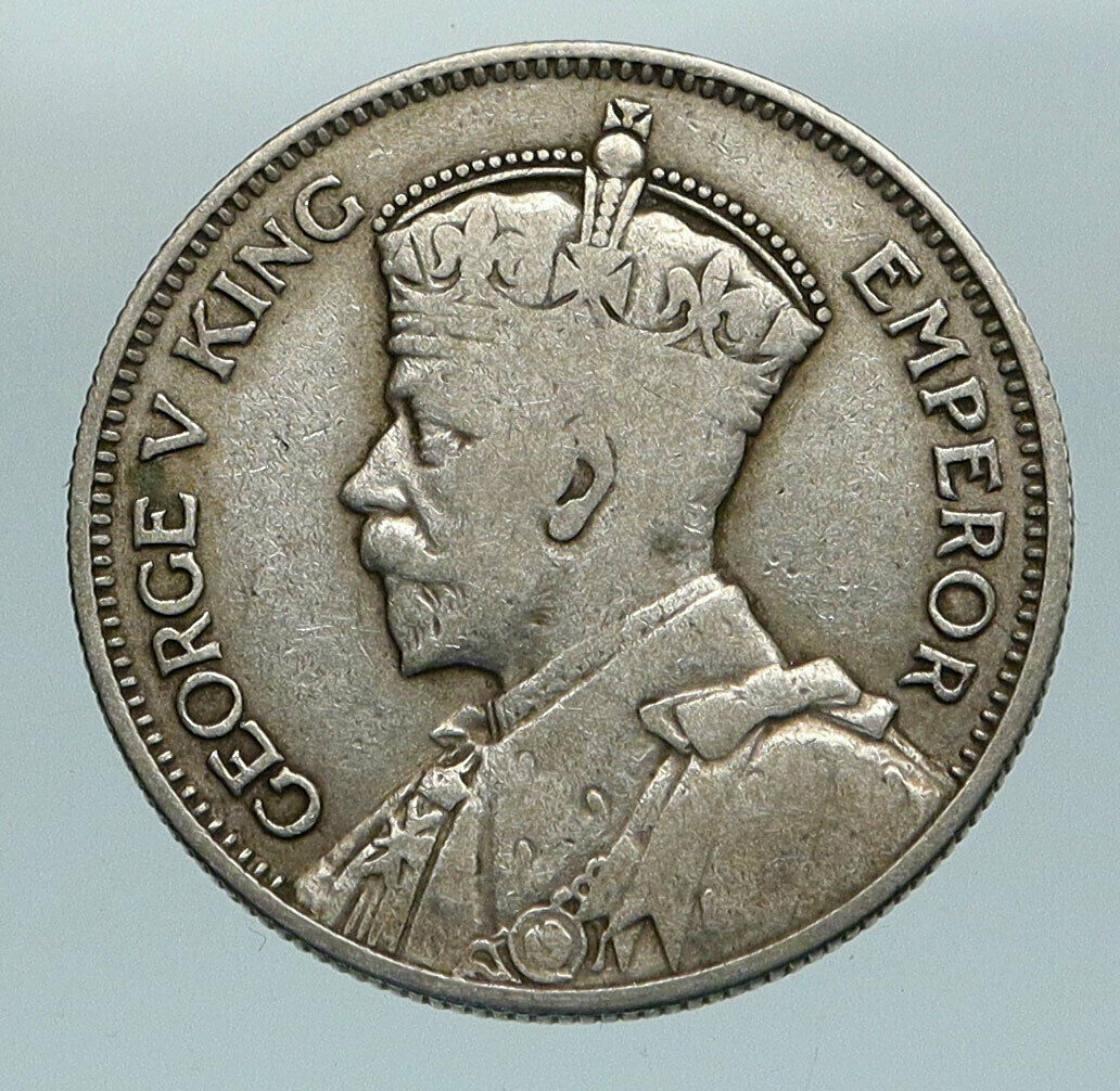 1936 FIJI UK King GEORGE V Outrigger Canoe Genuine Silver Shilling Coin i84607