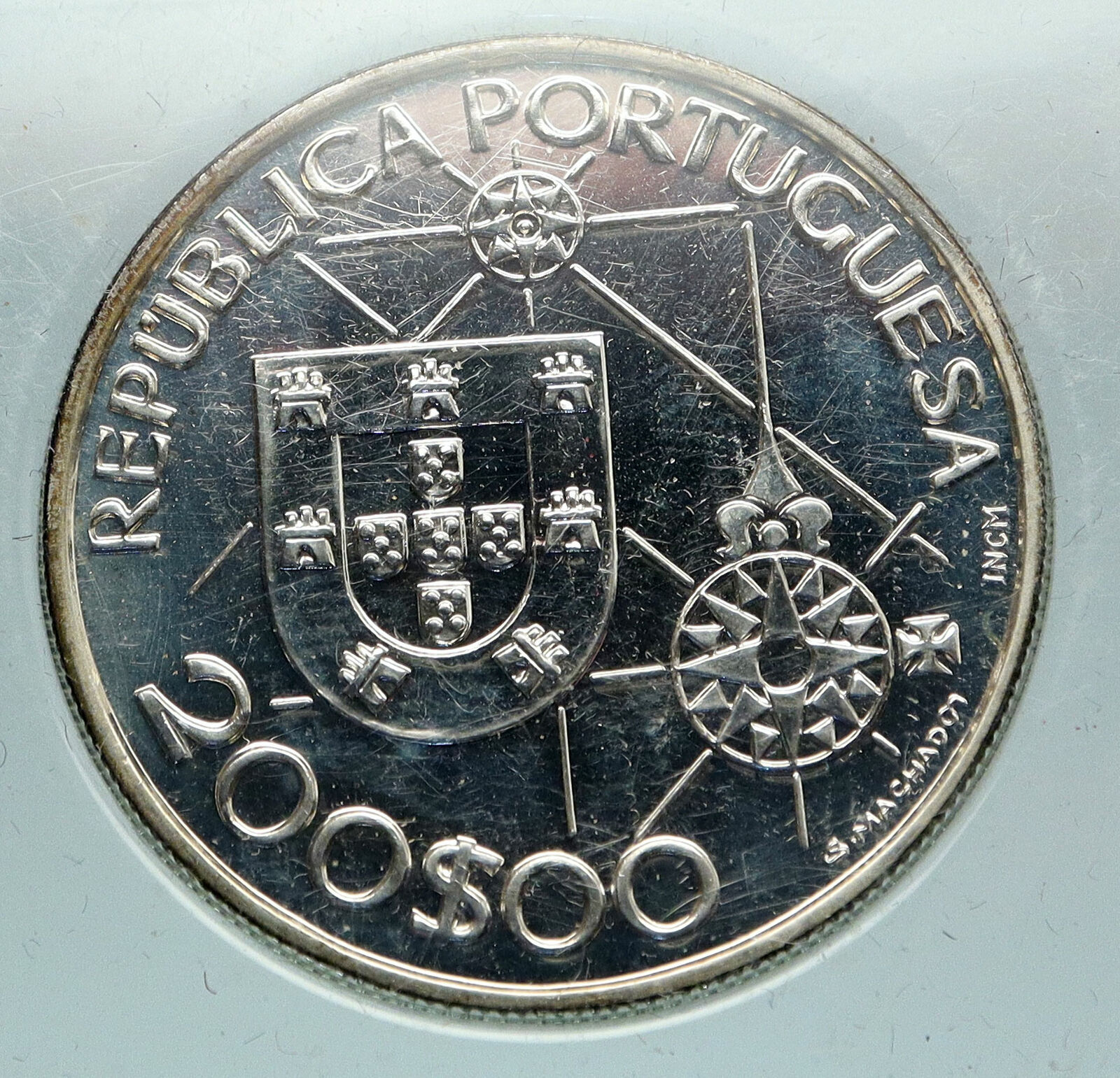 1992 PORTUGAL Columbus New World AMERICA Proof Silver 200 Escudos Coin i84617